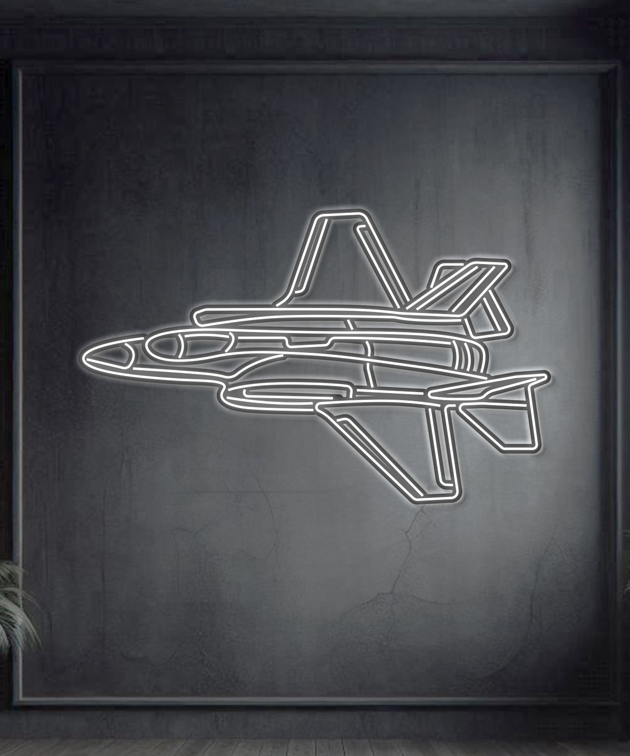 F-35A Lightning II Winkel Metall Neon Flugzeug Wandkunst - NCN0042