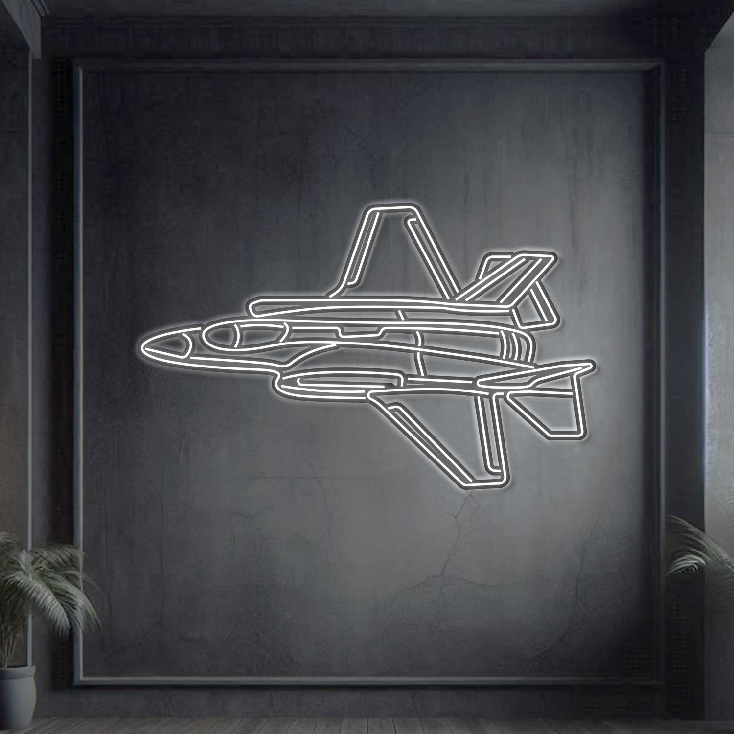 F-35A Lightning II Winkel Metall Neon Flugzeug Wandkunst - NCN0042