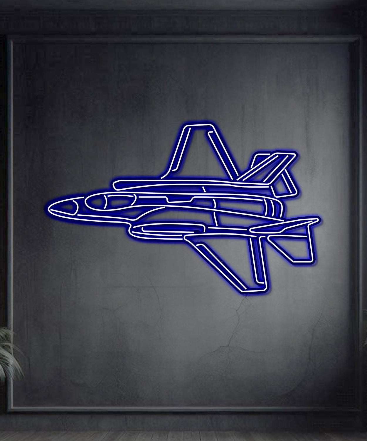F-35A Lightning II Winkel Metall Neon Flugzeug Wandkunst - NCN0042