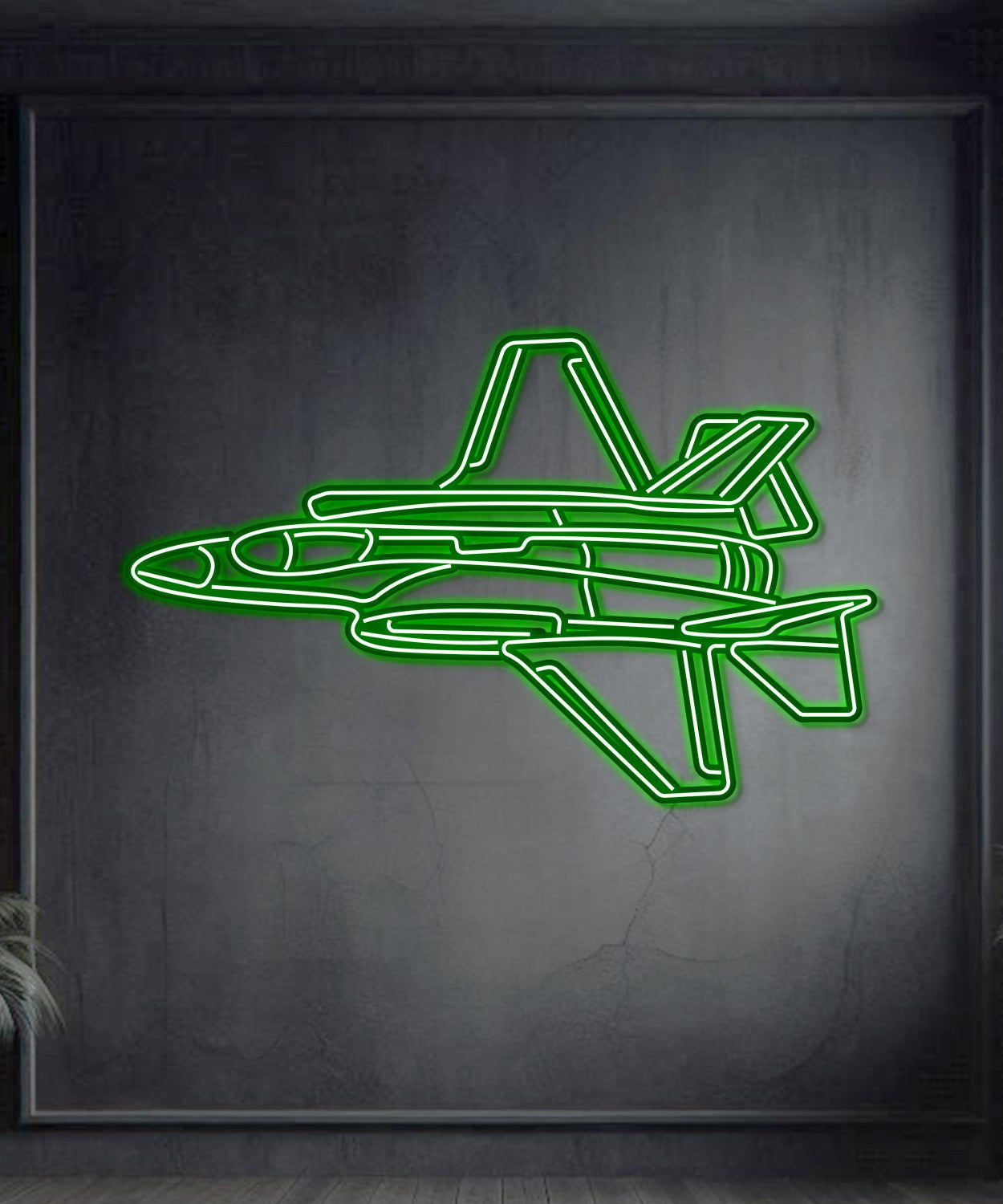 F-35A Lightning II Winkel Metall Neon Flugzeug Wandkunst - NCN0042