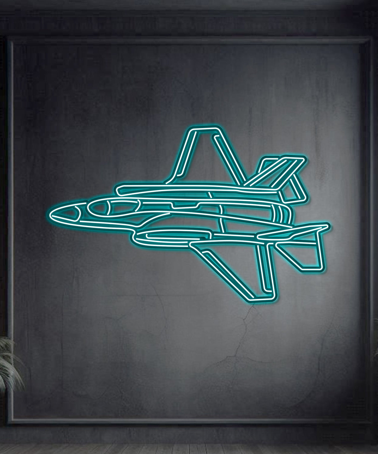 F-35A Lightning II Winkel Metall Neon Flugzeug Wandkunst - NCN0042