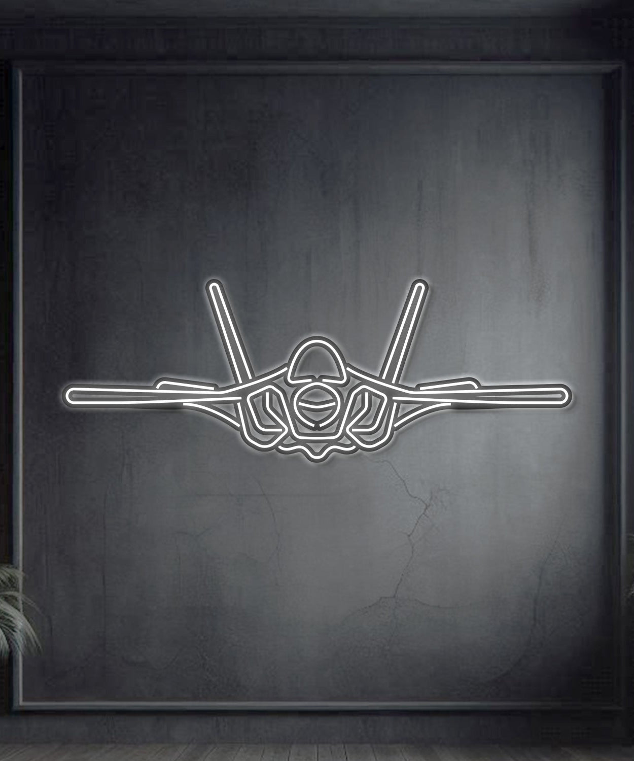 F-35A Lightning II Front Metall Neon Flugzeug Wandkunst - NCN0043