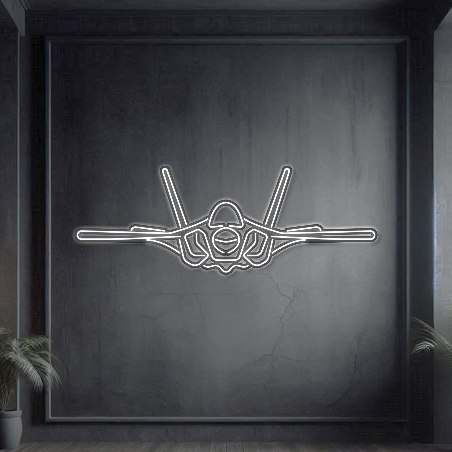F-35A Lightning II Front Metall Neon Flugzeug Wandkunst - NCN0043