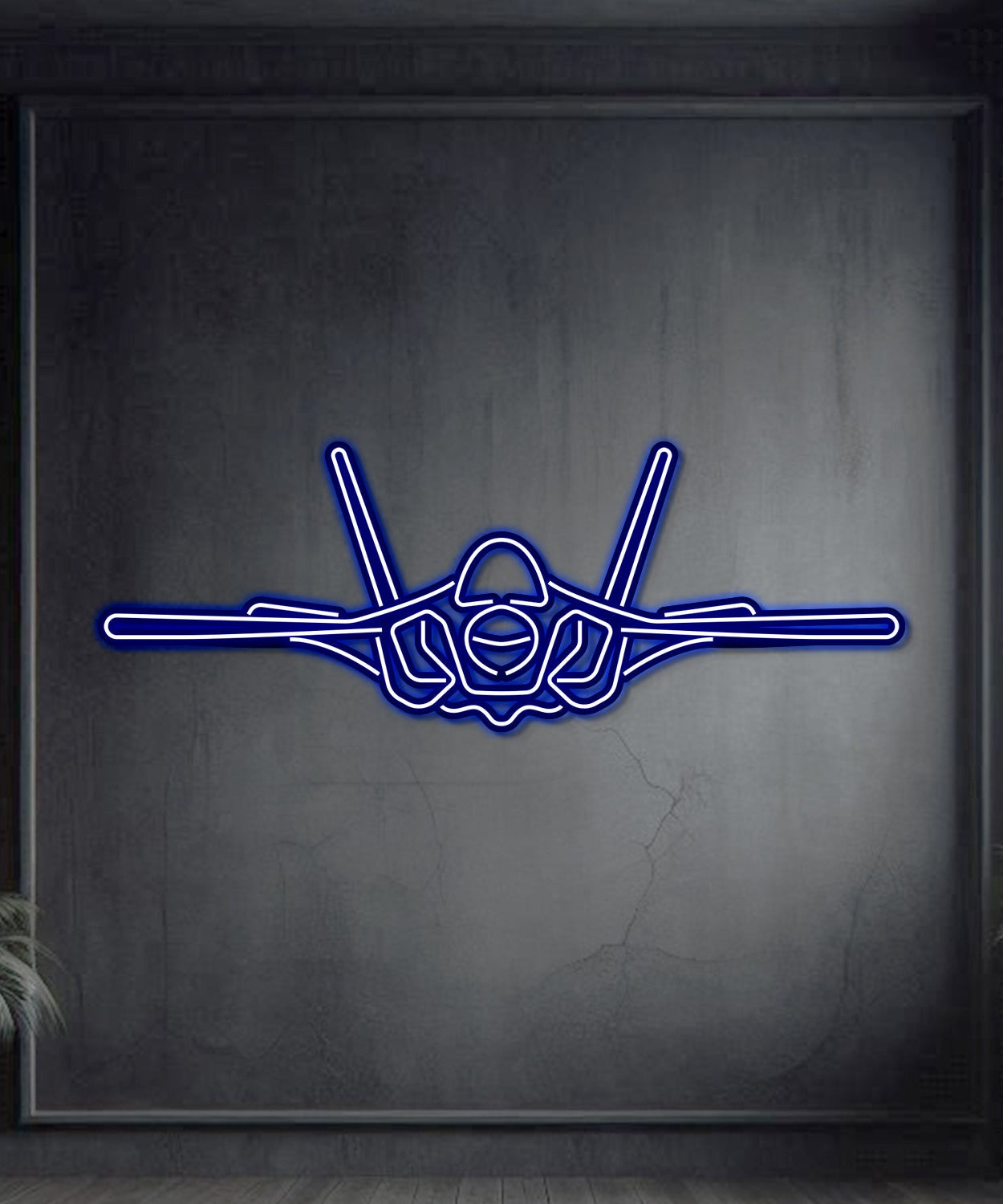 F-35A Lightning II Front Metall Neon Flugzeug Wandkunst - NCN0043
