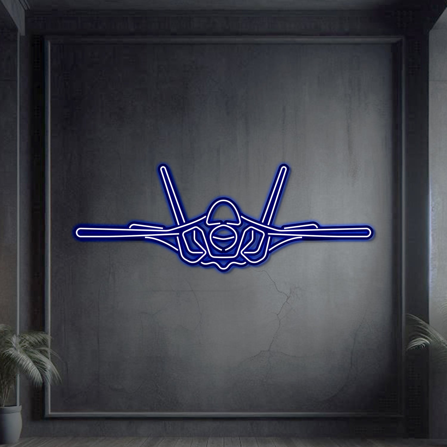 F-35A Lightning II Front Metall Neon Flugzeug Wandkunst - NCN0043