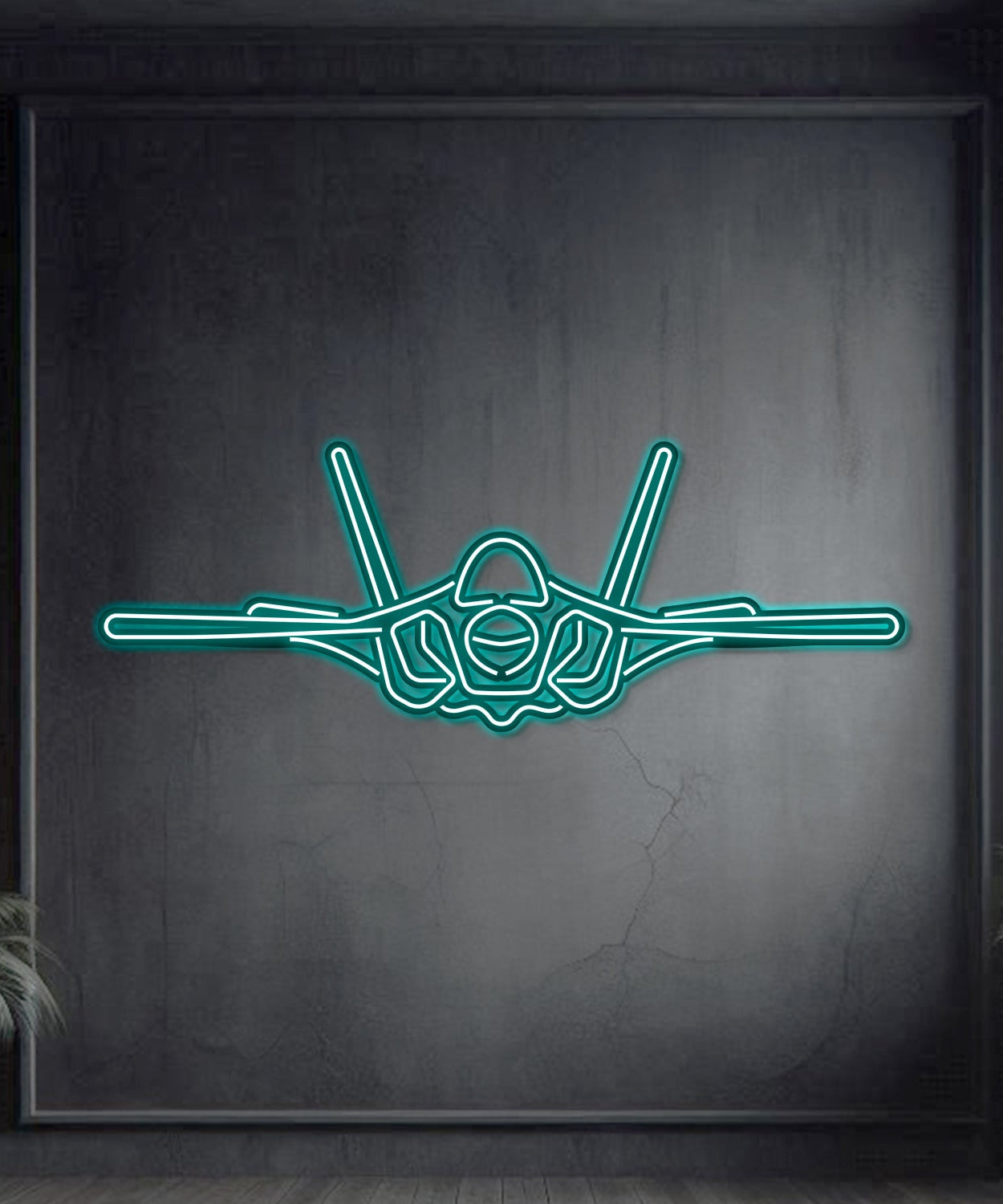 F-35A Lightning II Front Metall Neon Flugzeug Wandkunst - NCN0043