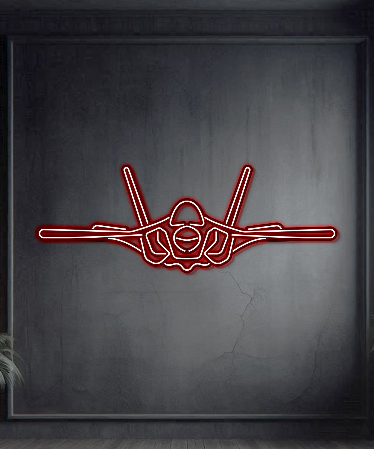 F-35A Lightning II Front Metall Neon Flugzeug Wandkunst - NCN0043