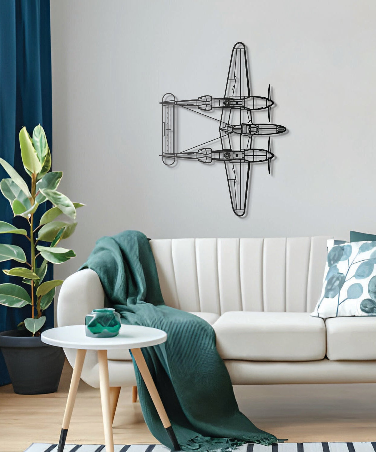 P-38 Lightning Top Metallflugzeug Wandkunst - NCP0236