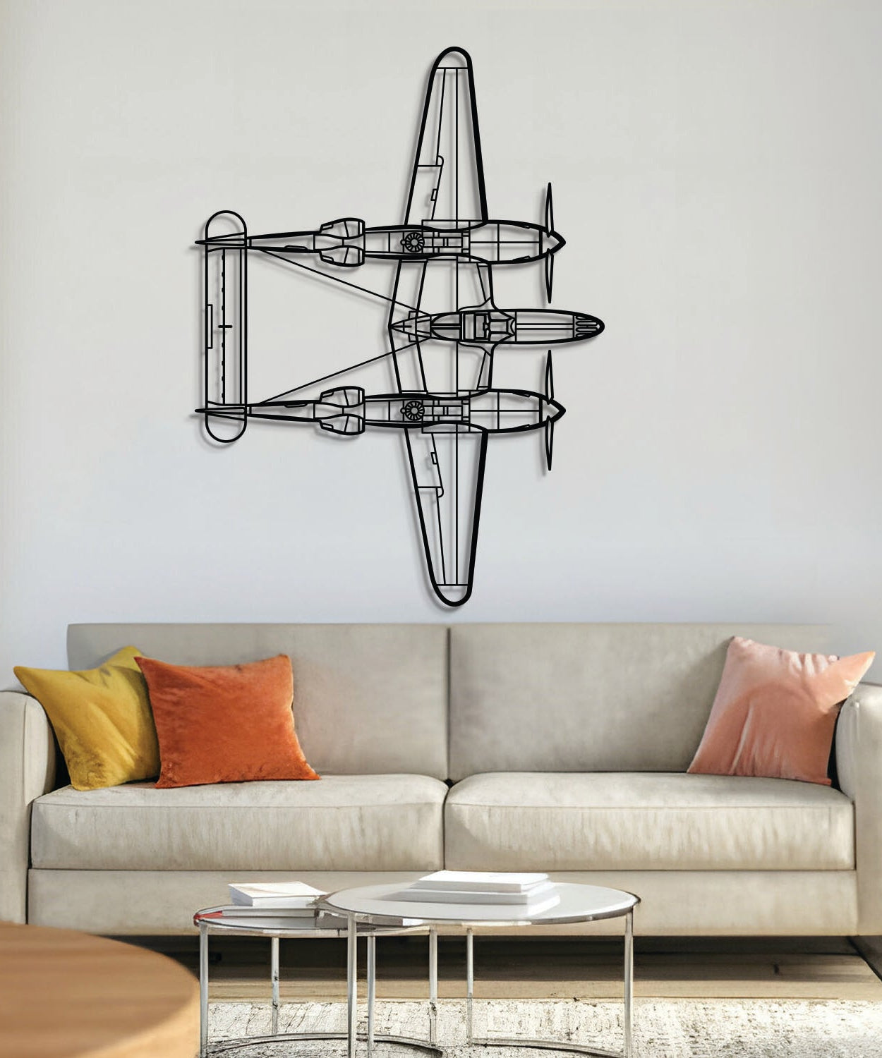 P-38 Lightning Top Metallflugzeug Wandkunst - NCP0236