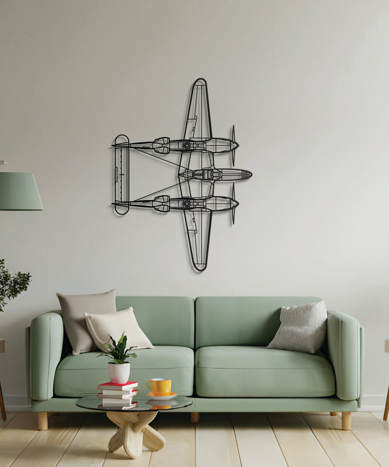 P-38 Lightning Top Metallflugzeug Wandkunst - NCP0236