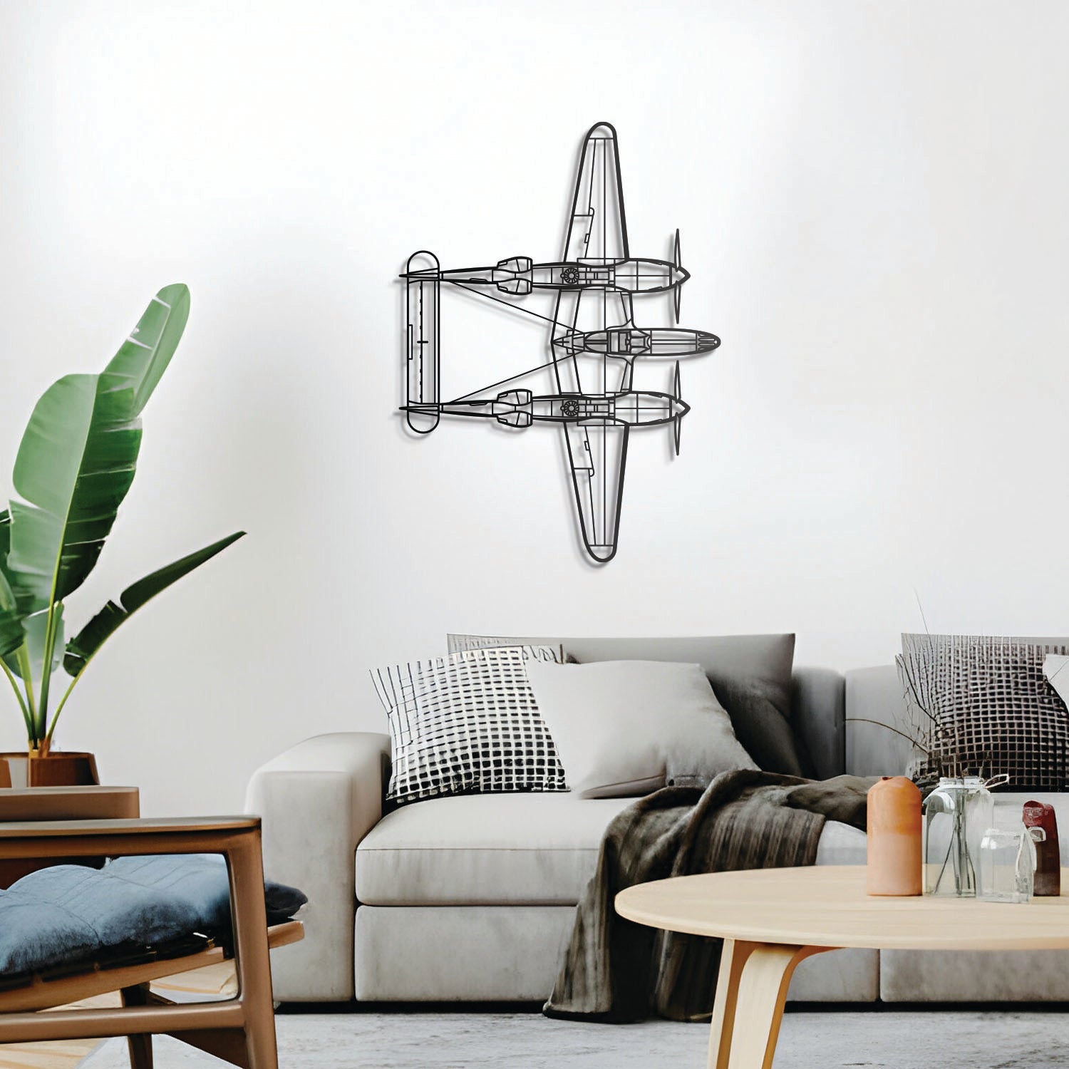 P-38 Lightning Top Metallflugzeug Wandkunst - NCP0236