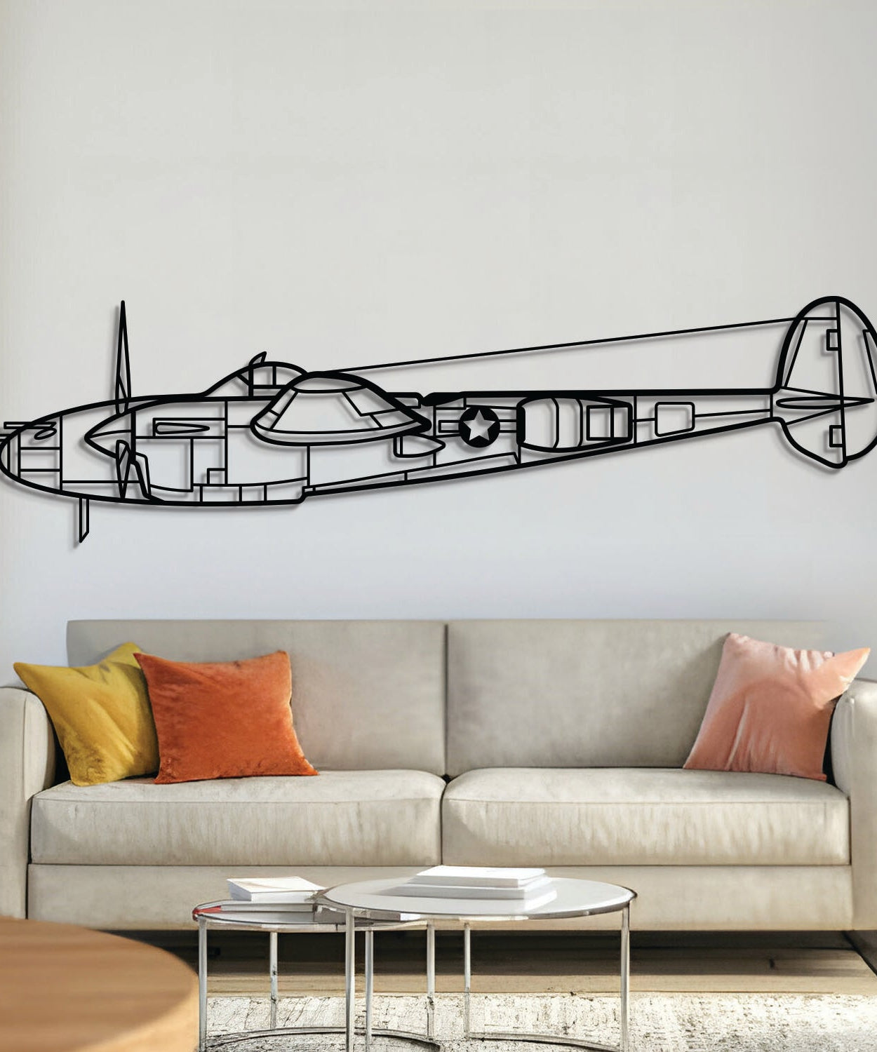 P-38L Lightning 1945 Metallflugzeug Wandbild - NCP0237