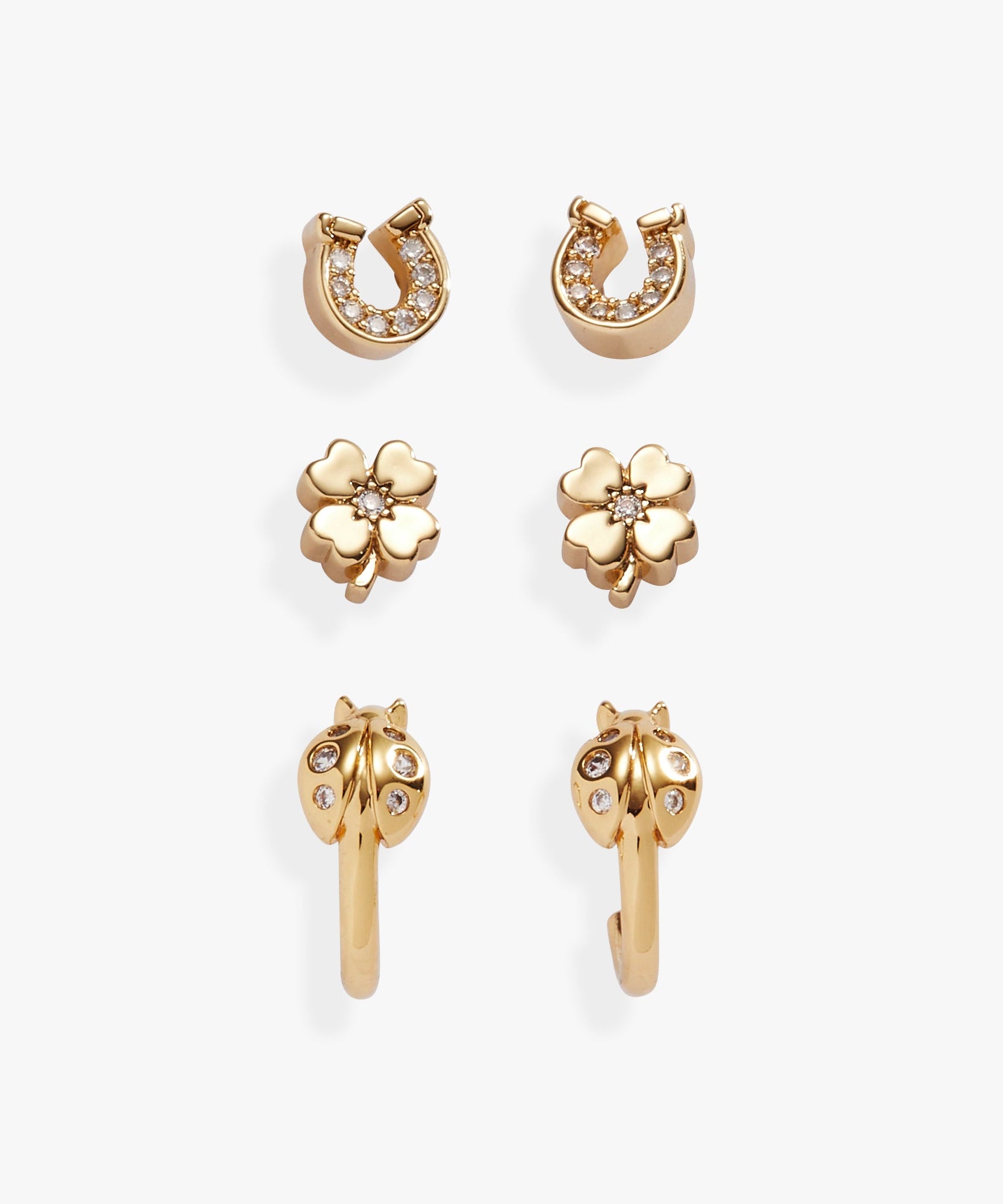 Love and Luck Stud & Hoop Earrings Set of 3