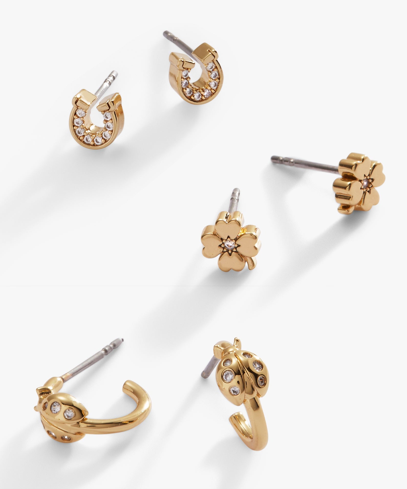 Love and Luck Stud & Hoop Earrings Set of 3