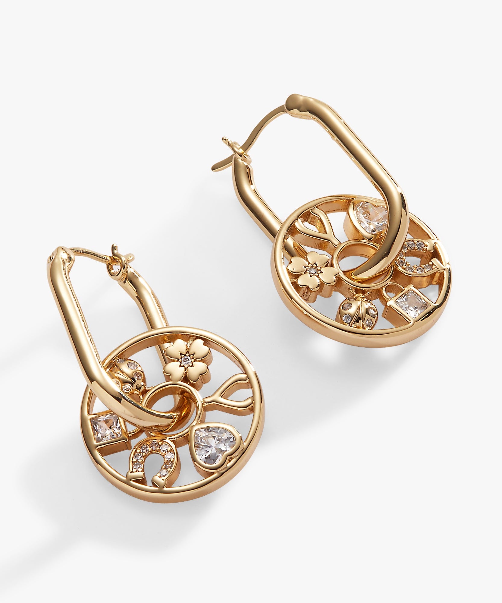 Love and Luck Wheel Hoop Earrings