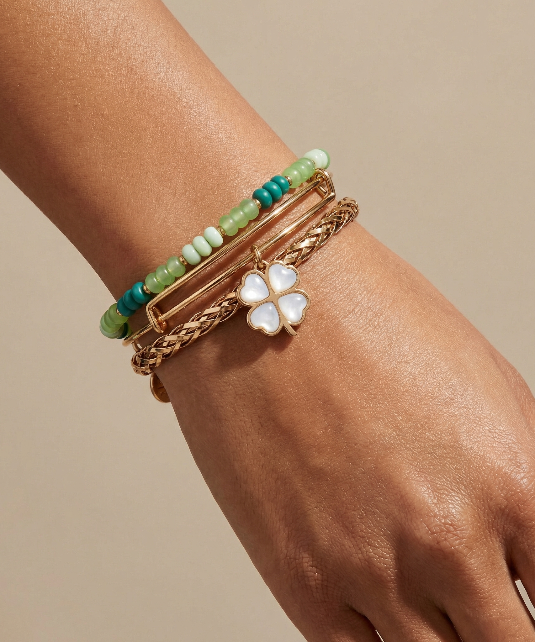 Lucky Four-Leaf Clover Set of 3 Bangles