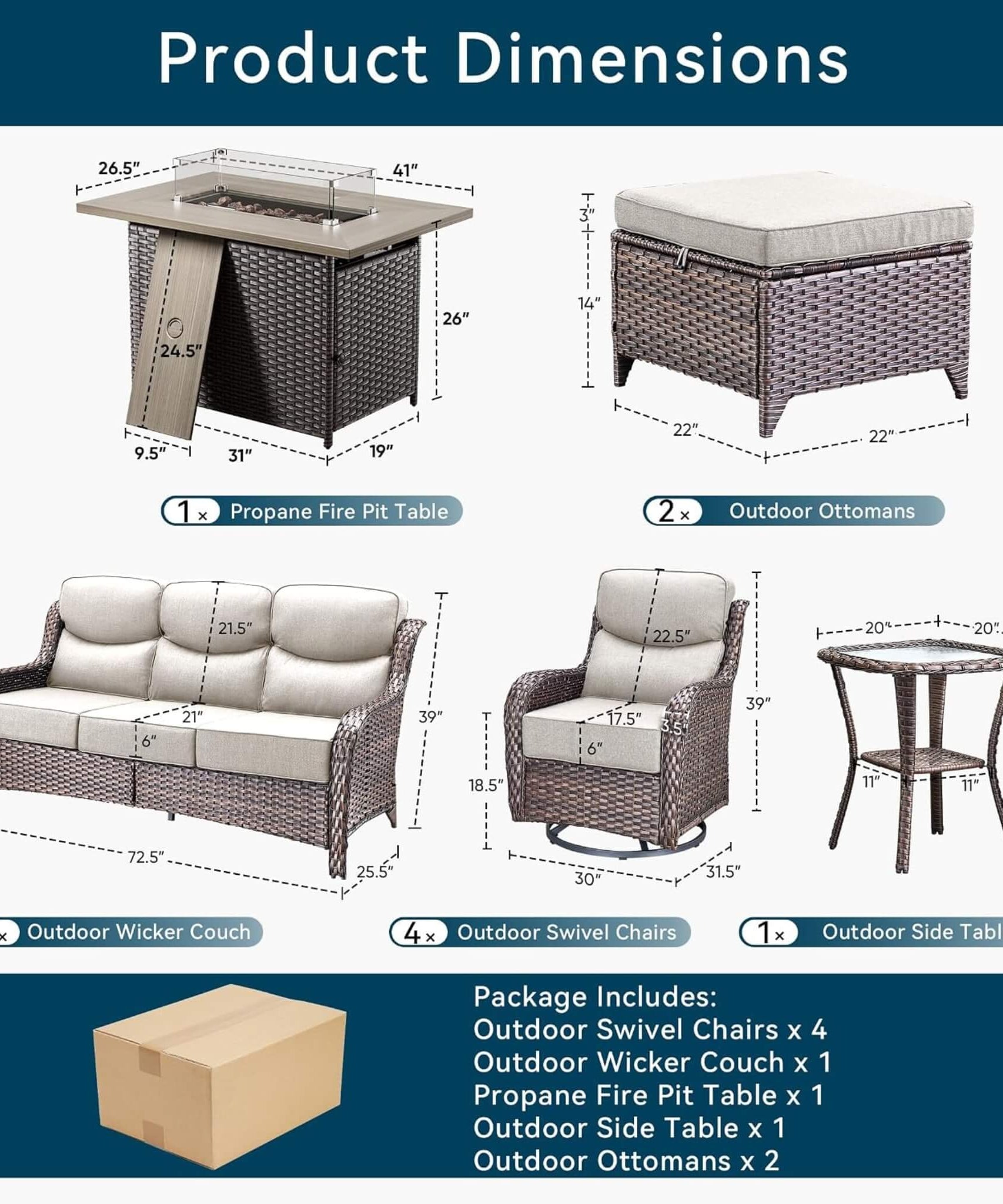 Alora Luxury 10-Piece All-Weather Outdoor Patio Furniture Set With Fire Pit Table (SAK39281)