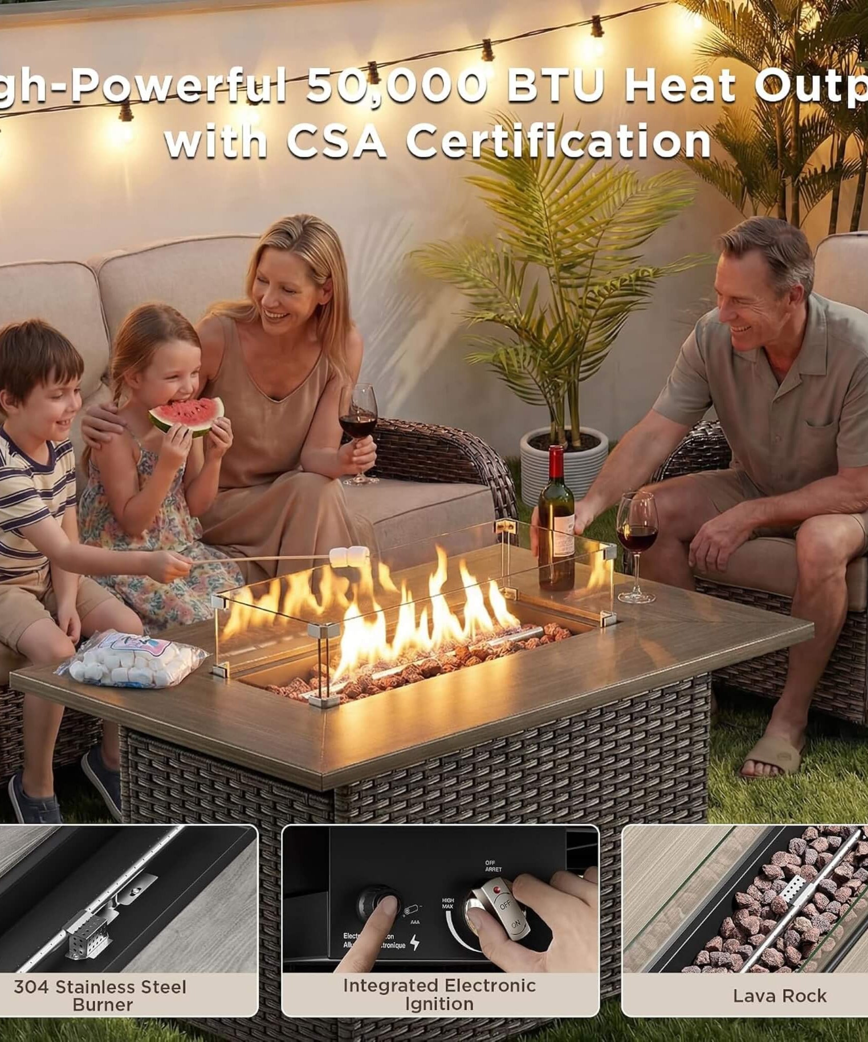 Alora Luxury 10-Piece All-Weather Outdoor Patio Furniture Set With Fire Pit Table (SAK39281)