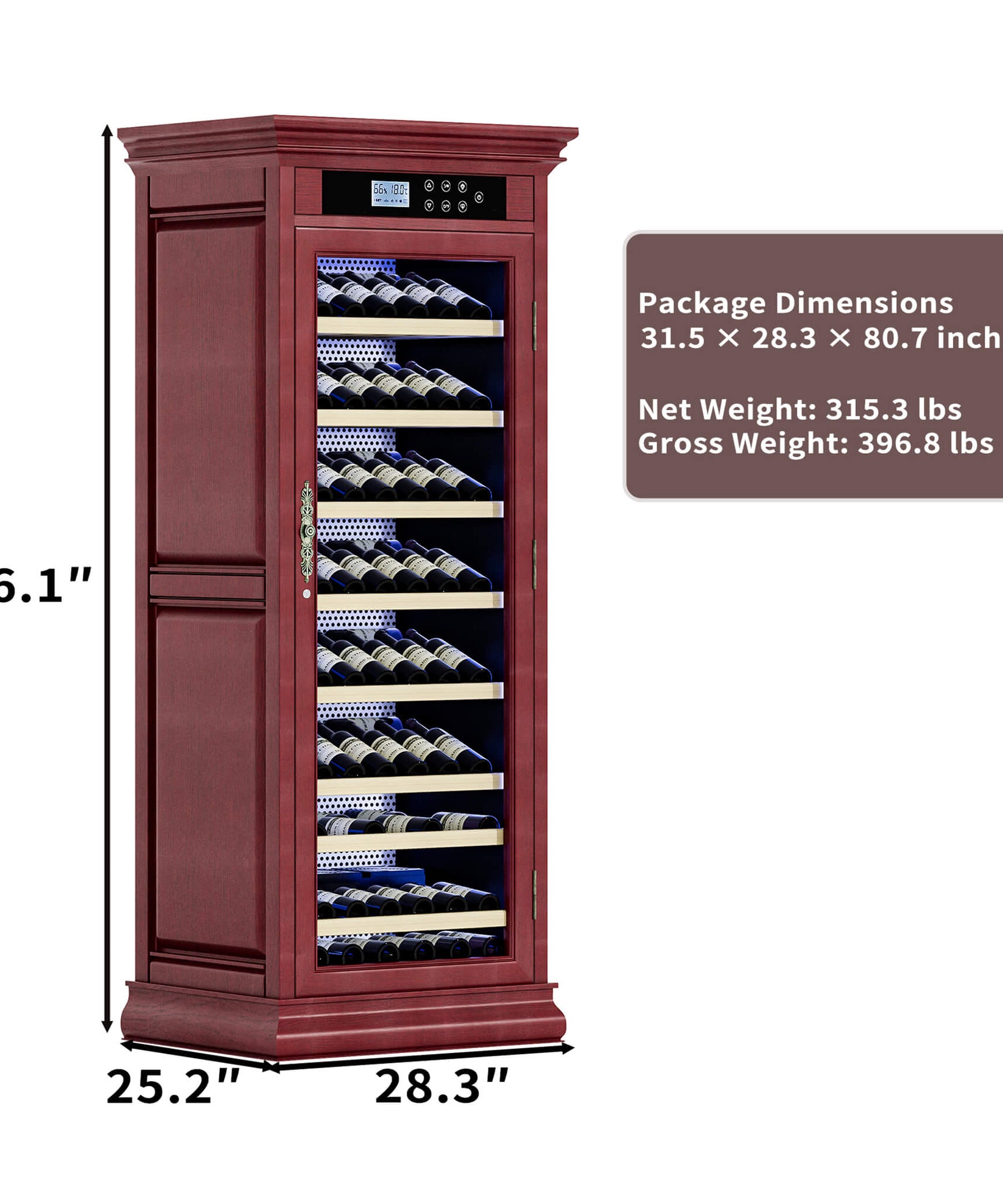 Nuvia 102-Bottle 10.6 Cu.Ft Wine Cooler Cabinet With LED Lighting And Temperature Control (SAK69027)