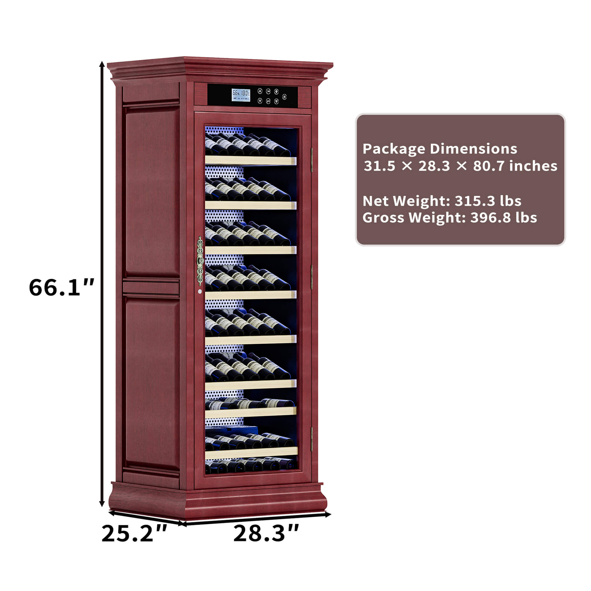 Nuvia 102-Bottle 10.6 Cu.Ft Wine Cooler Cabinet With LED Lighting And Temperature Control (SAK69027)