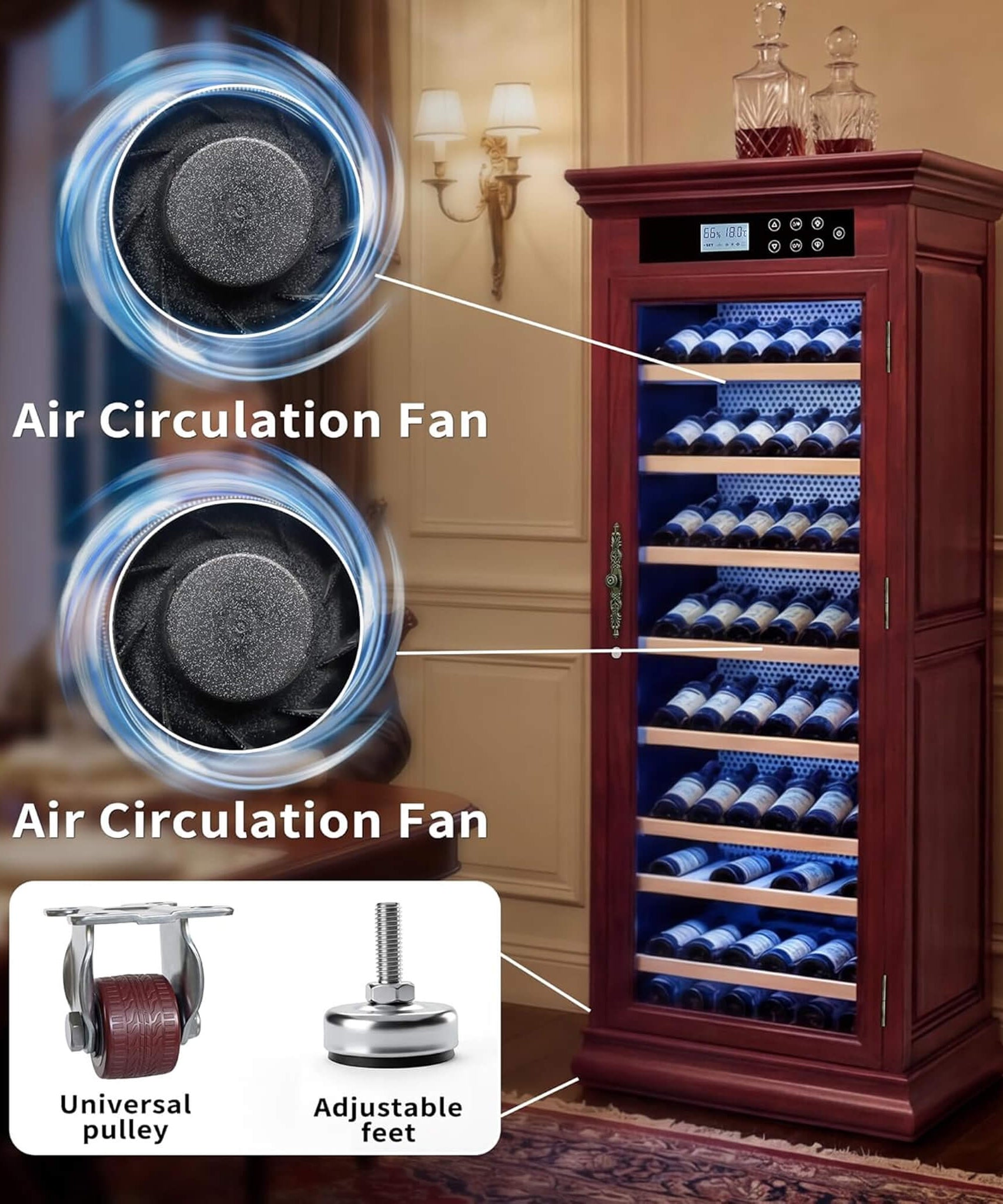 Nuvia 102-Bottle 10.6 Cu.Ft Wine Cooler Cabinet With LED Lighting And Temperature Control (SAK69027)