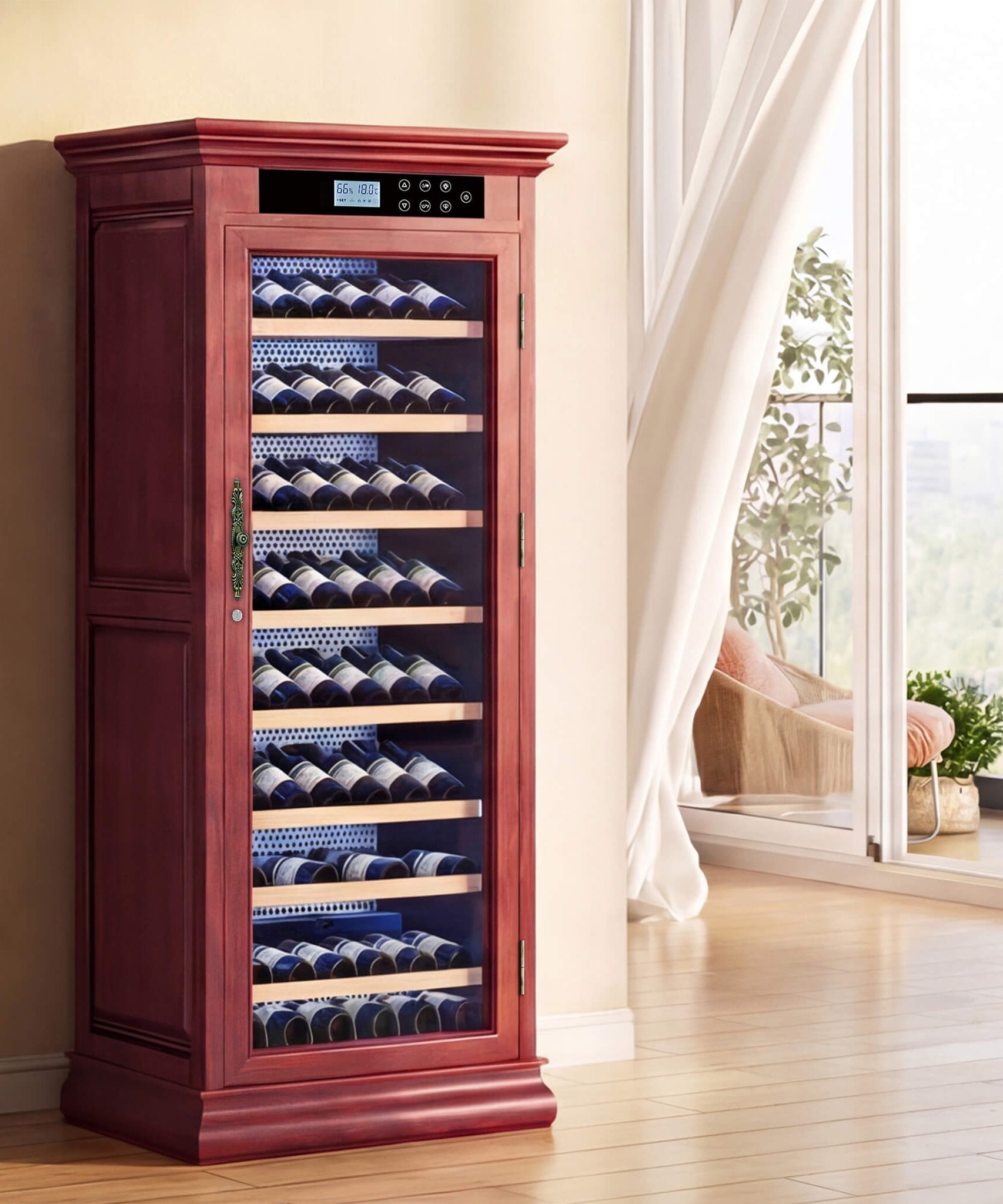 Nuvia 102-Bottle 10.6 Cu.Ft Wine Cooler Cabinet With LED Lighting And Temperature Control (SAK69027)