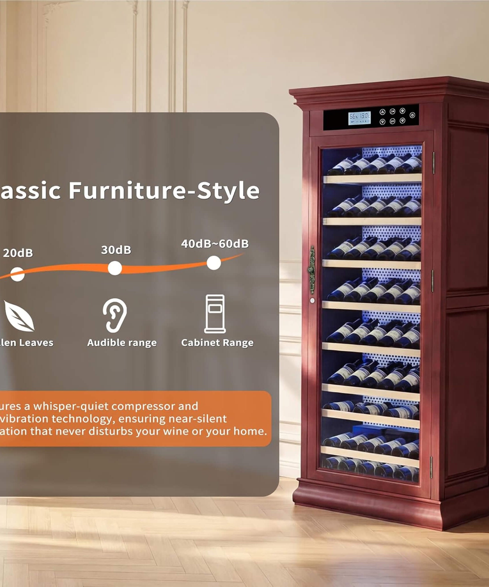 Nuvia 102-Bottle 10.6 Cu.Ft Wine Cooler Cabinet With LED Lighting And Temperature Control (SAK69027)