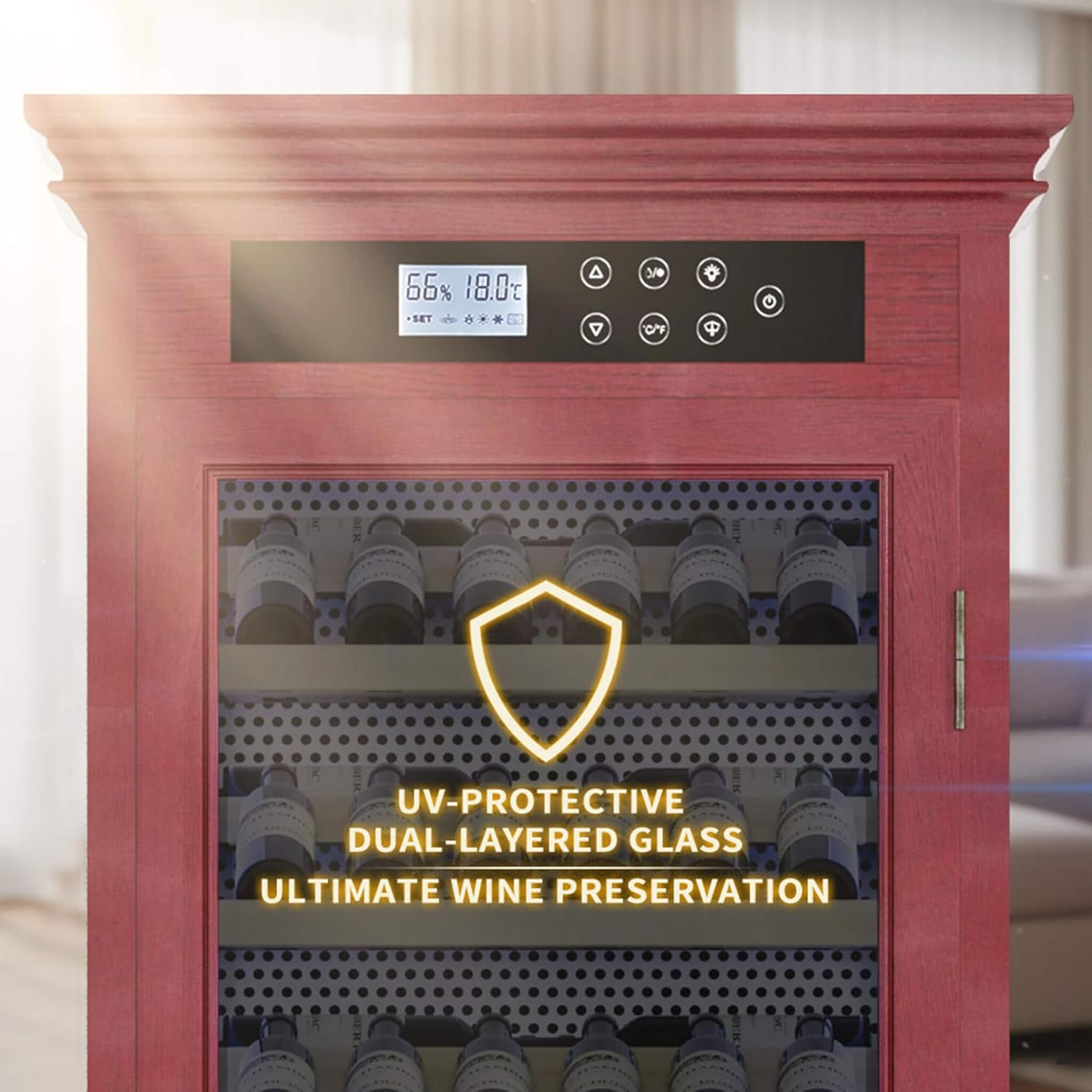 Nuvia 102-Bottle 10.6 Cu.Ft Wine Cooler Cabinet With LED Lighting And Temperature Control (SAK69027)