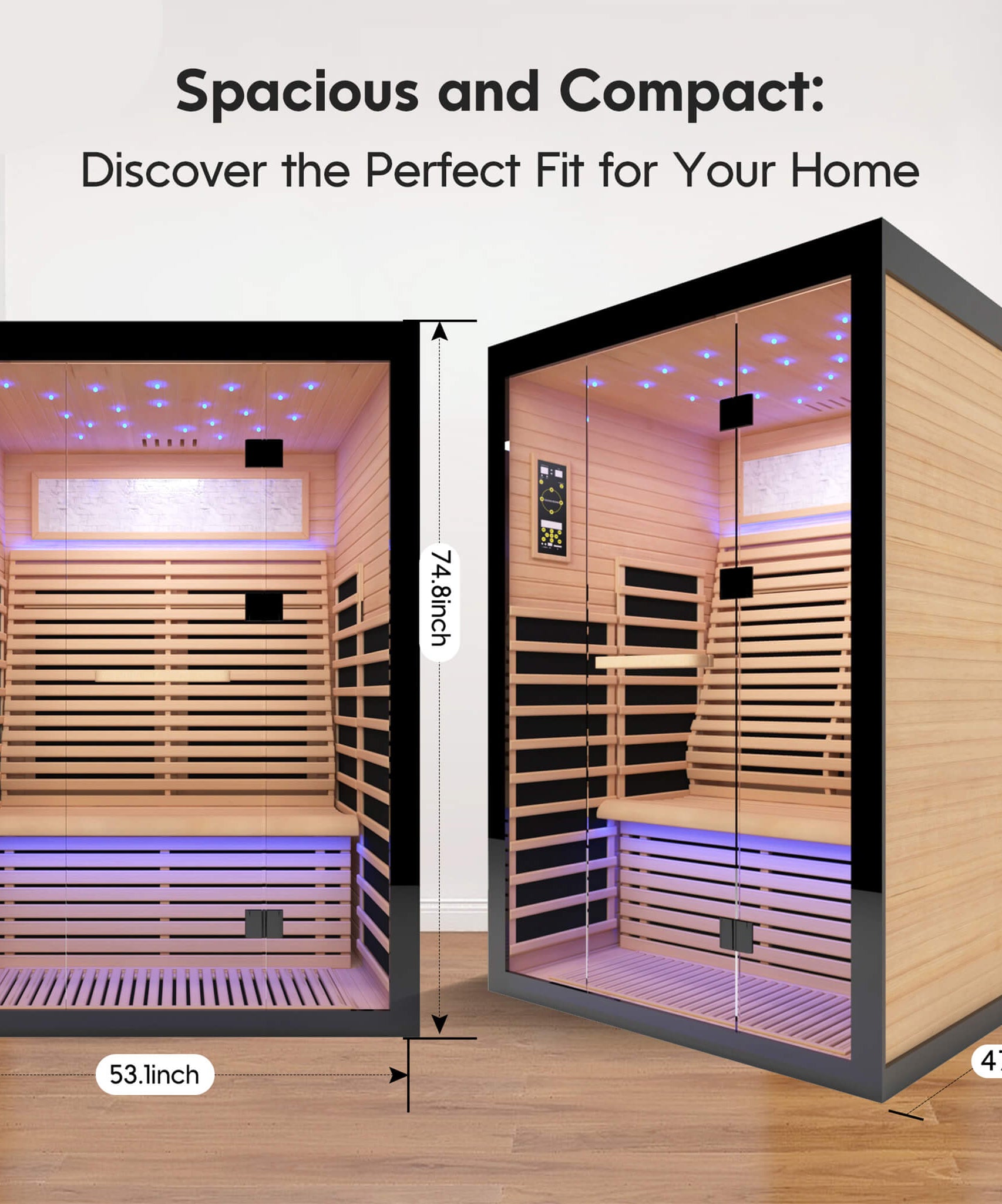 Thermora Flux Luxury 2-Person Canadian Hemlock Wood Far Infrared Home Sauna (SAK02184)