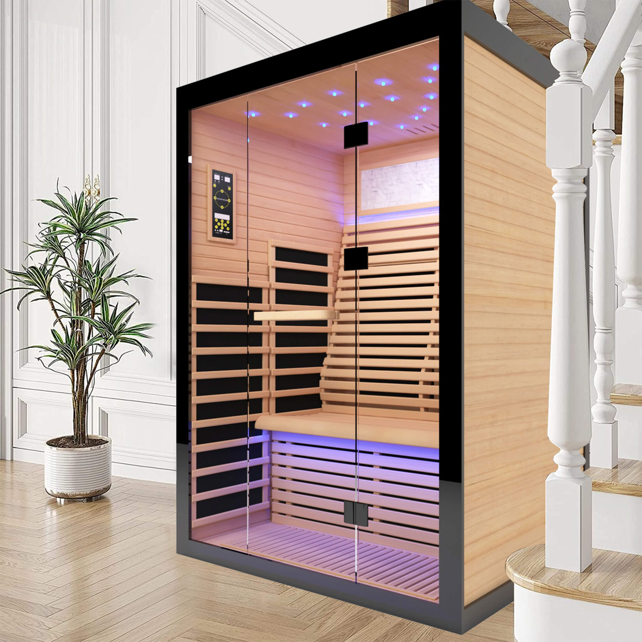 Thermora Flux Luxury 2-Person Canadian Hemlock Wood Far Infrared Home Sauna (SAK02184)