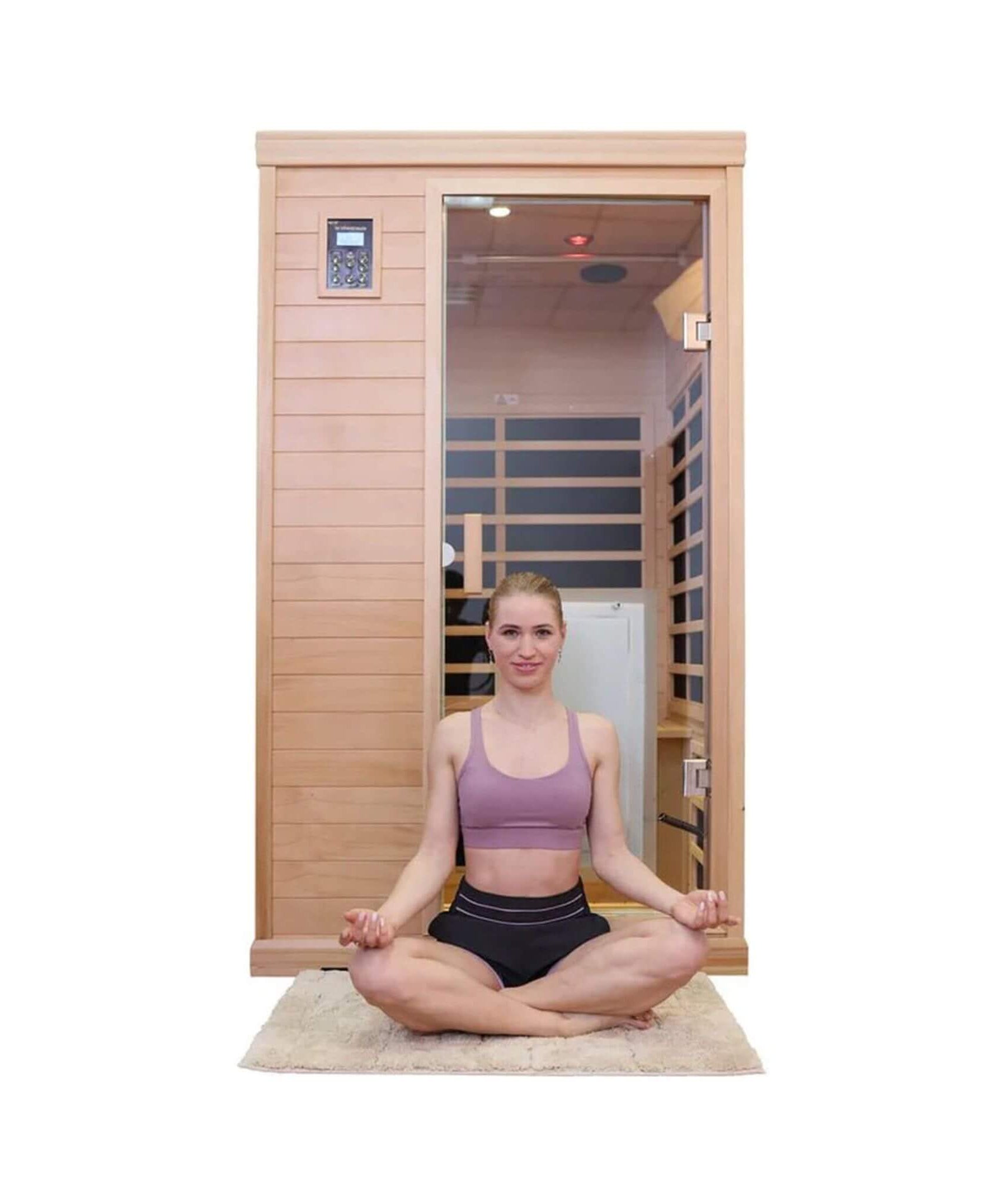 Thermora Ivara Luxury 2-Person Hemlock Wood FAR Infrared Sauna Room W/ Glass Door, 1750W (SAK81525)