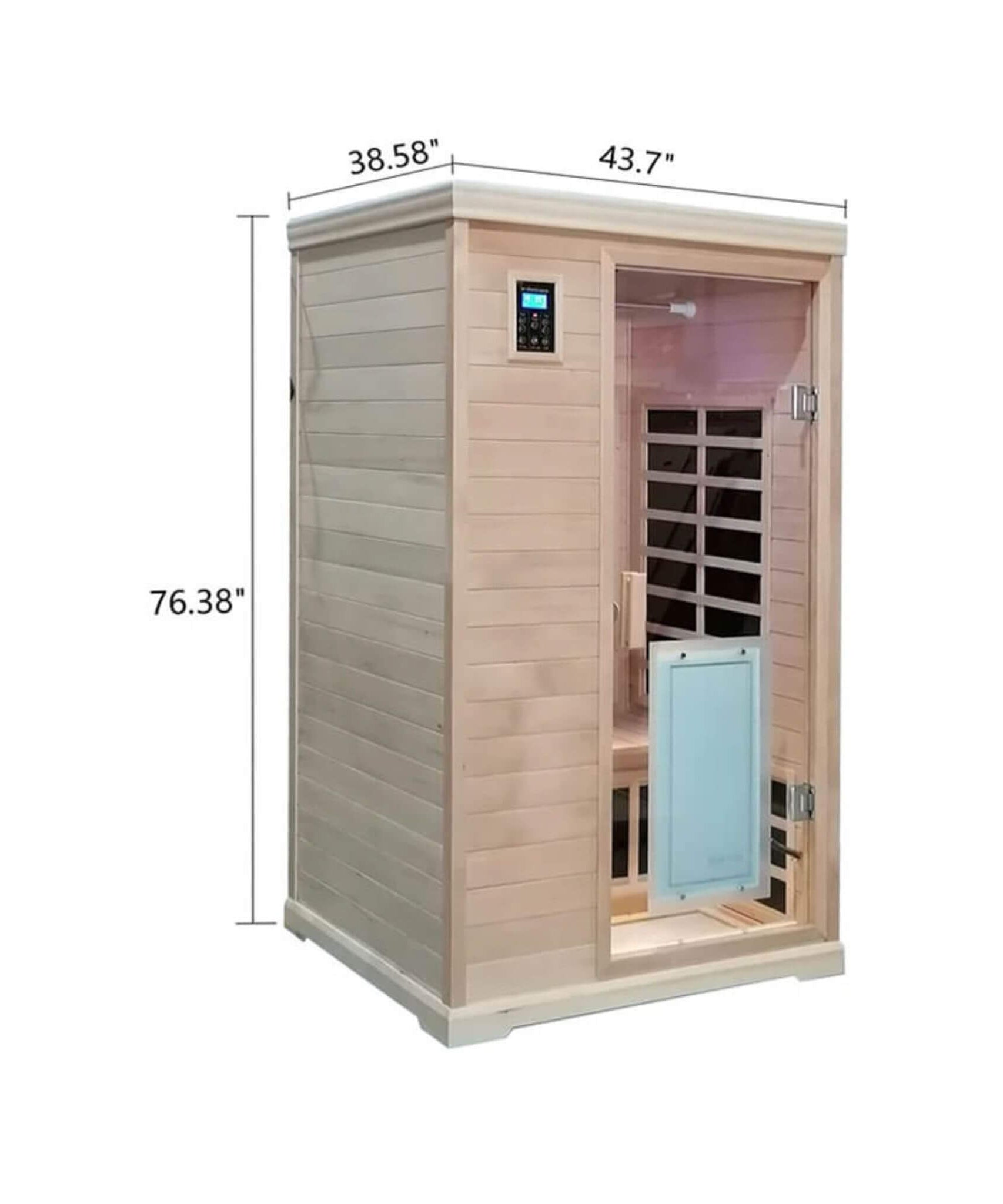 Thermora Ivara Luxury 2-Person Hemlock Wood FAR Infrared Sauna Room W/ Glass Door, 1750W (SAK81525)