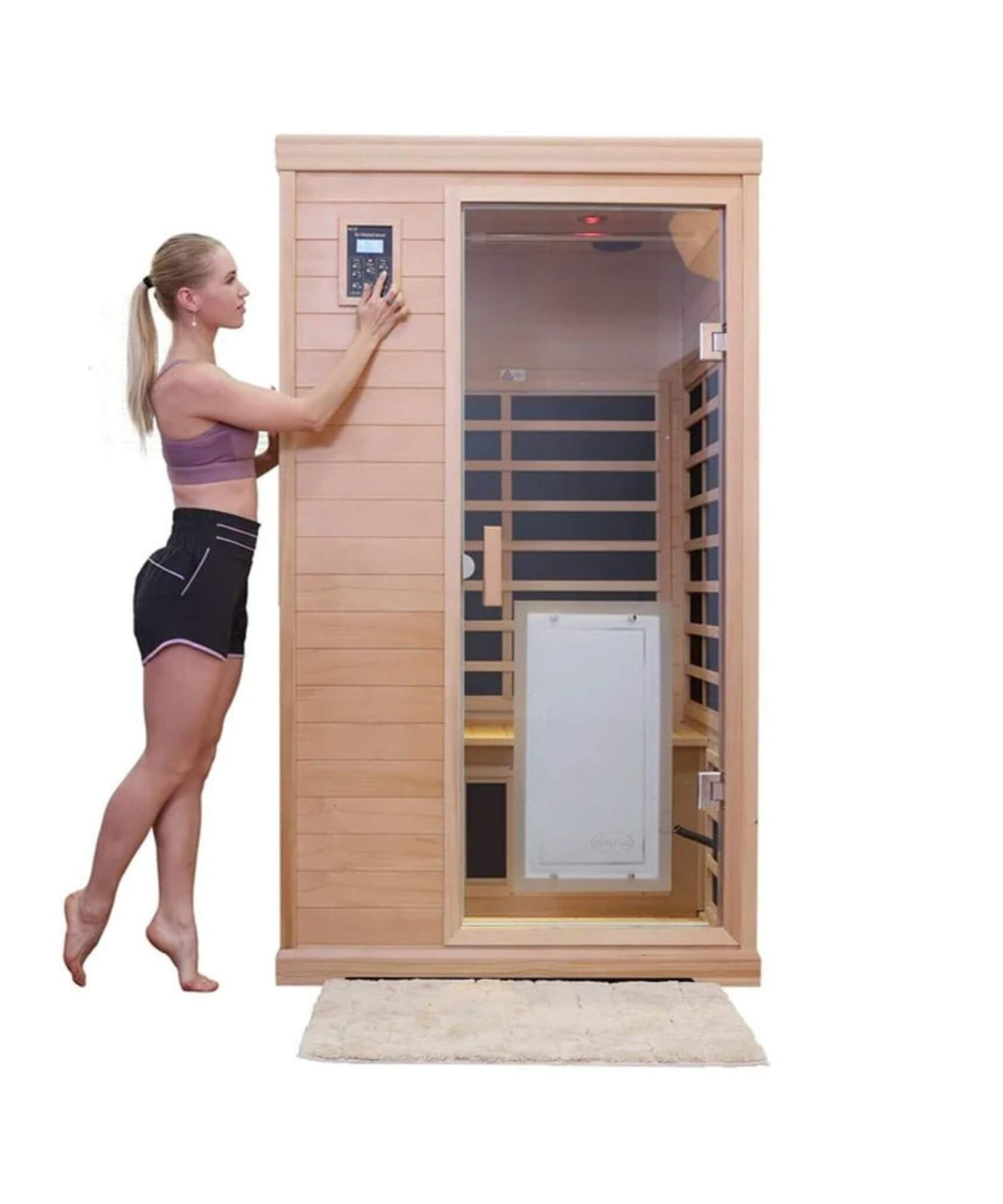 Thermora Ivara Luxury 2-Person Hemlock Wood FAR Infrared Sauna Room W/ Glass Door, 1750W (SAK81525)