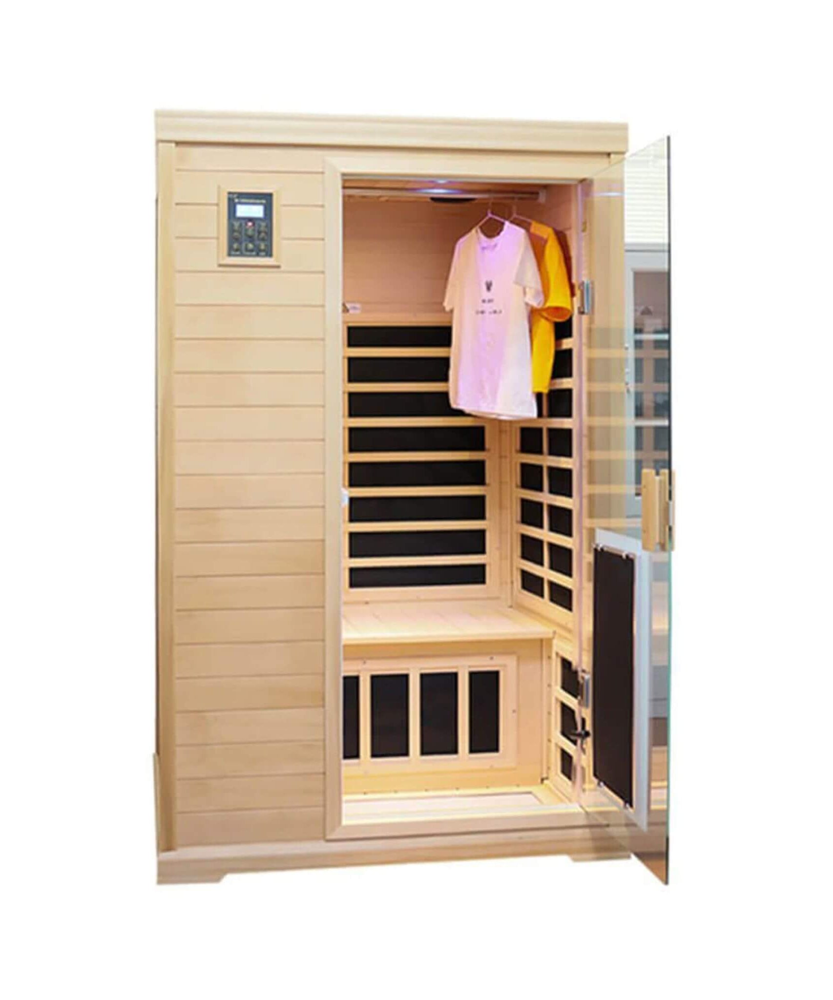 Thermora Ivara Luxury 2-Person Hemlock Wood FAR Infrared Sauna Room W/ Glass Door, 1750W (SAK81525)