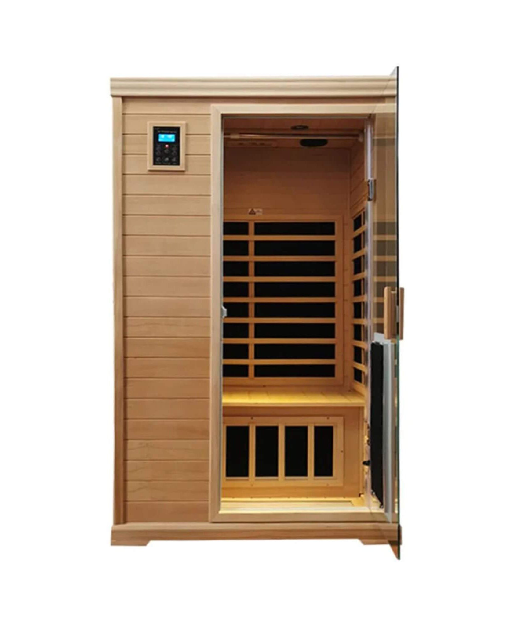 Thermora Ivara Luxury 2-Person Hemlock Wood FAR Infrared Sauna Room W/ Glass Door, 1750W (SAK81525)