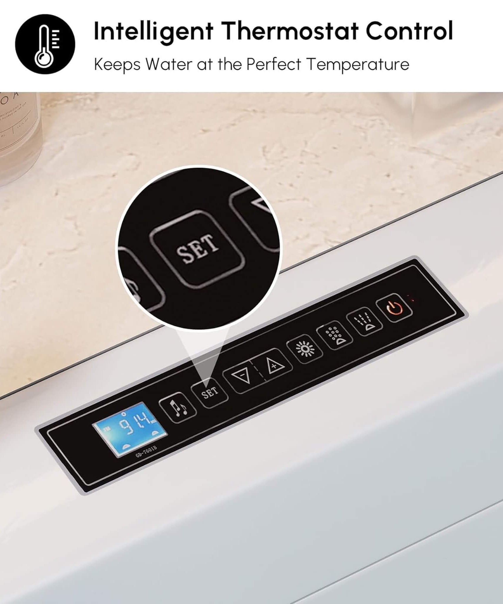 Nuvia Novara 71-Inch Luxury 2-Person Jetted Whirlpool Tub With Massage And Thermostat Control (SAK24590)