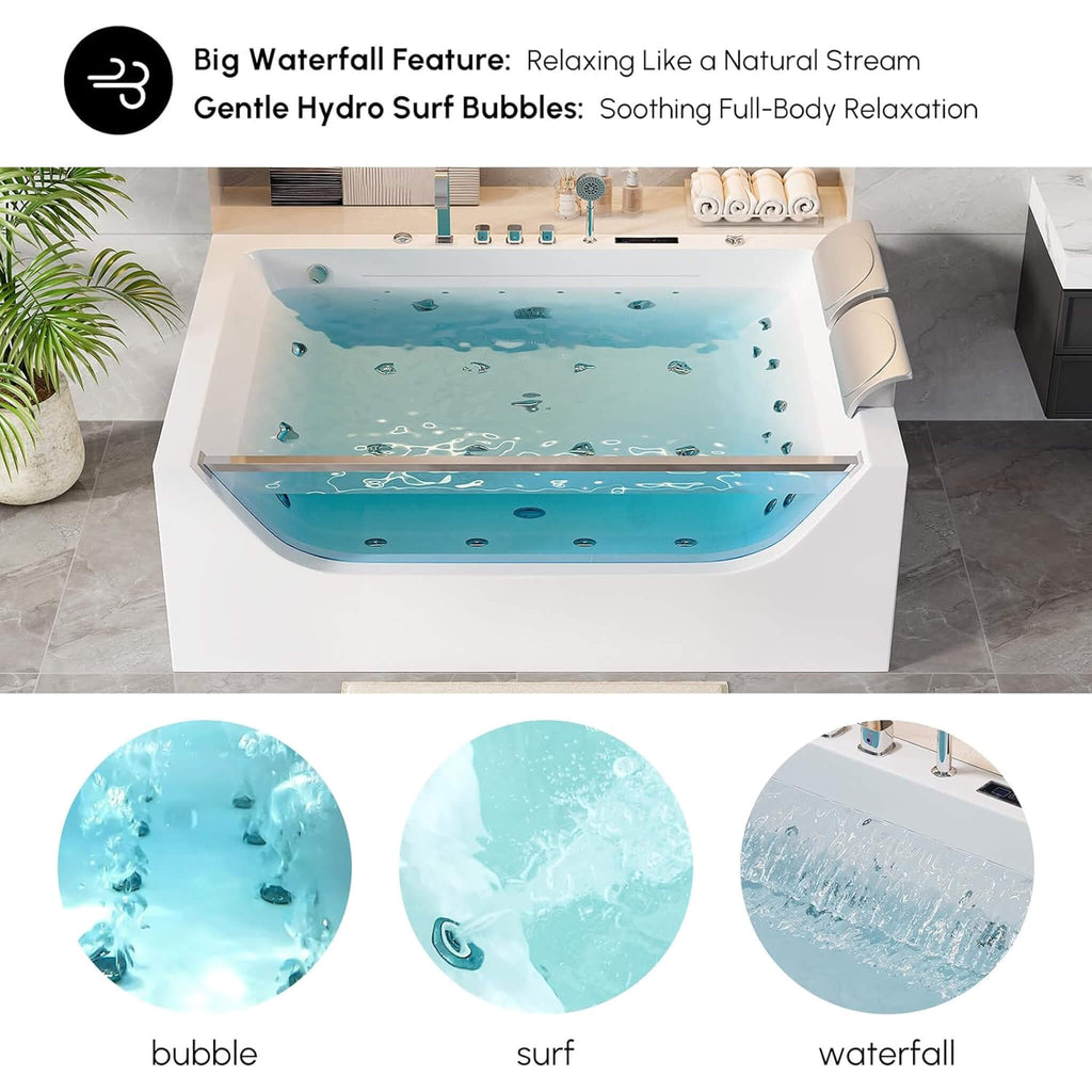 Nuvia Novara 71-Inch Luxury 2-Person Jetted Whirlpool Tub With Massage And Thermostat Control (SAK24590)