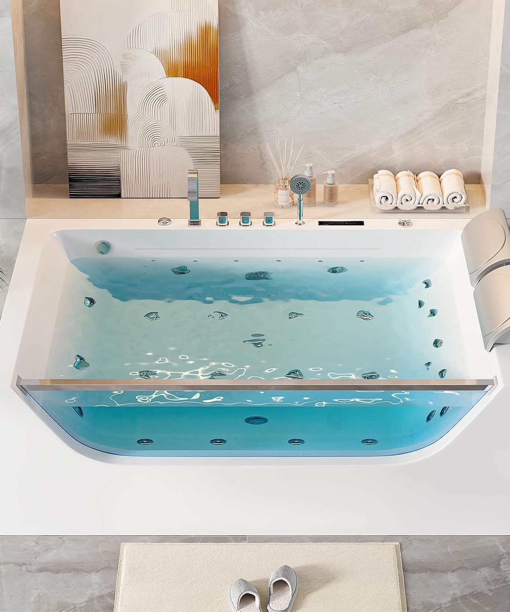 Nuvia Novara 71-Inch Luxury 2-Person Jetted Whirlpool Tub With Massage And Thermostat Control (SAK24590)