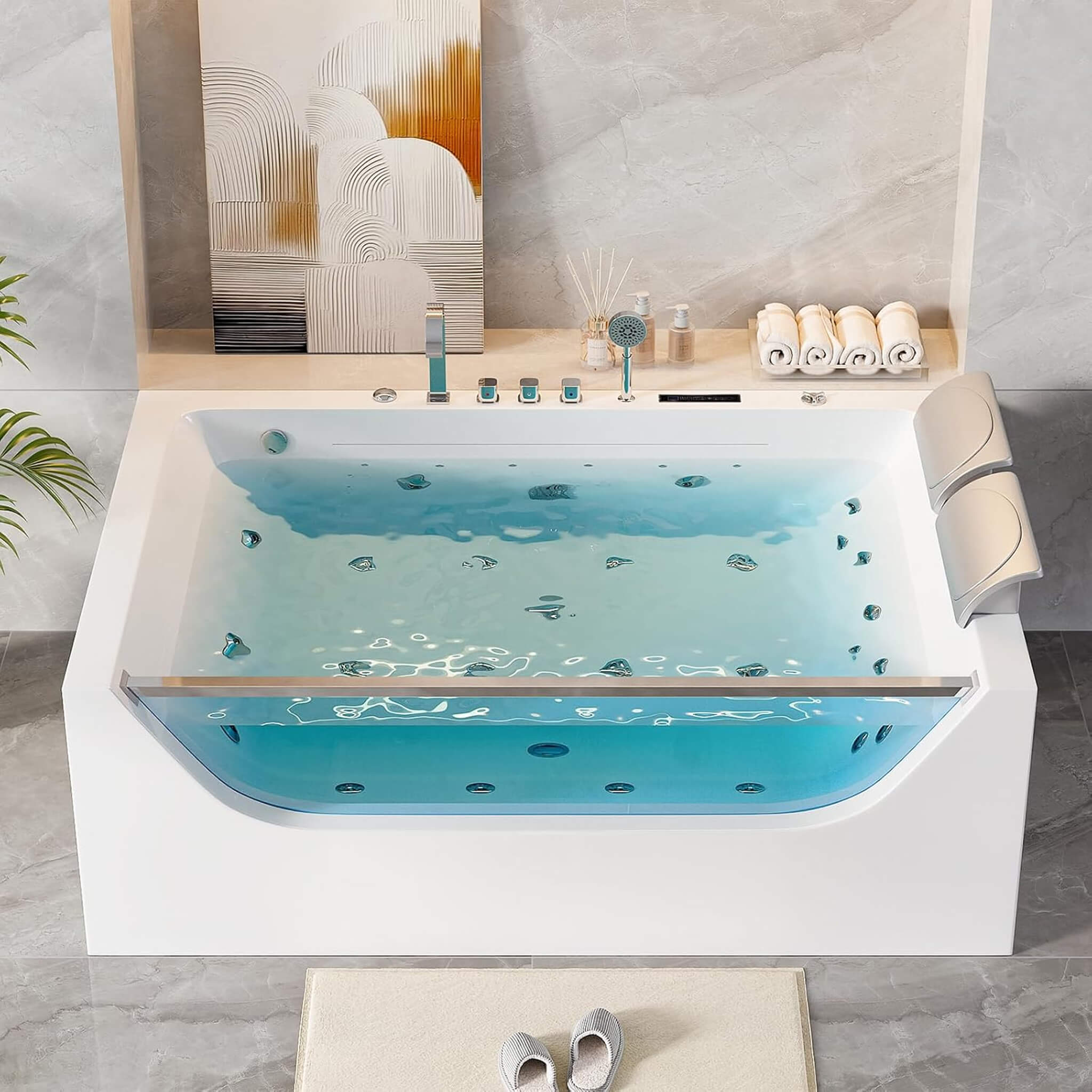 Nuvia Novara 71-Inch Luxury 2-Person Jetted Whirlpool Tub With Massage And Thermostat Control (SAK24590)