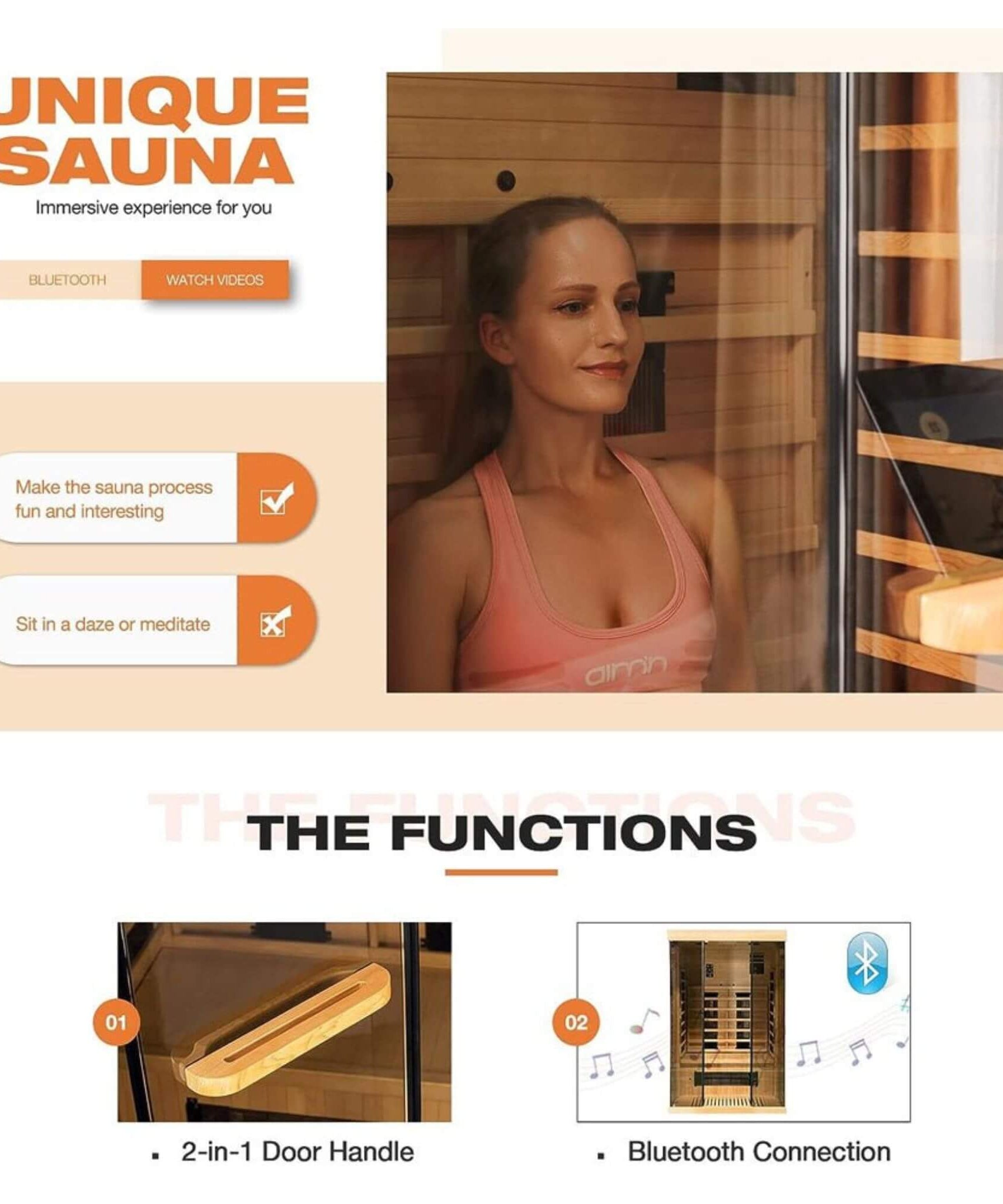 Thermora Valen Luxury 2000W 2-Person Low EMF FAR Infrared Heat Wood Home Personal Spa Sauna W/ Panoramic Tempered Glass (SAK27481)
