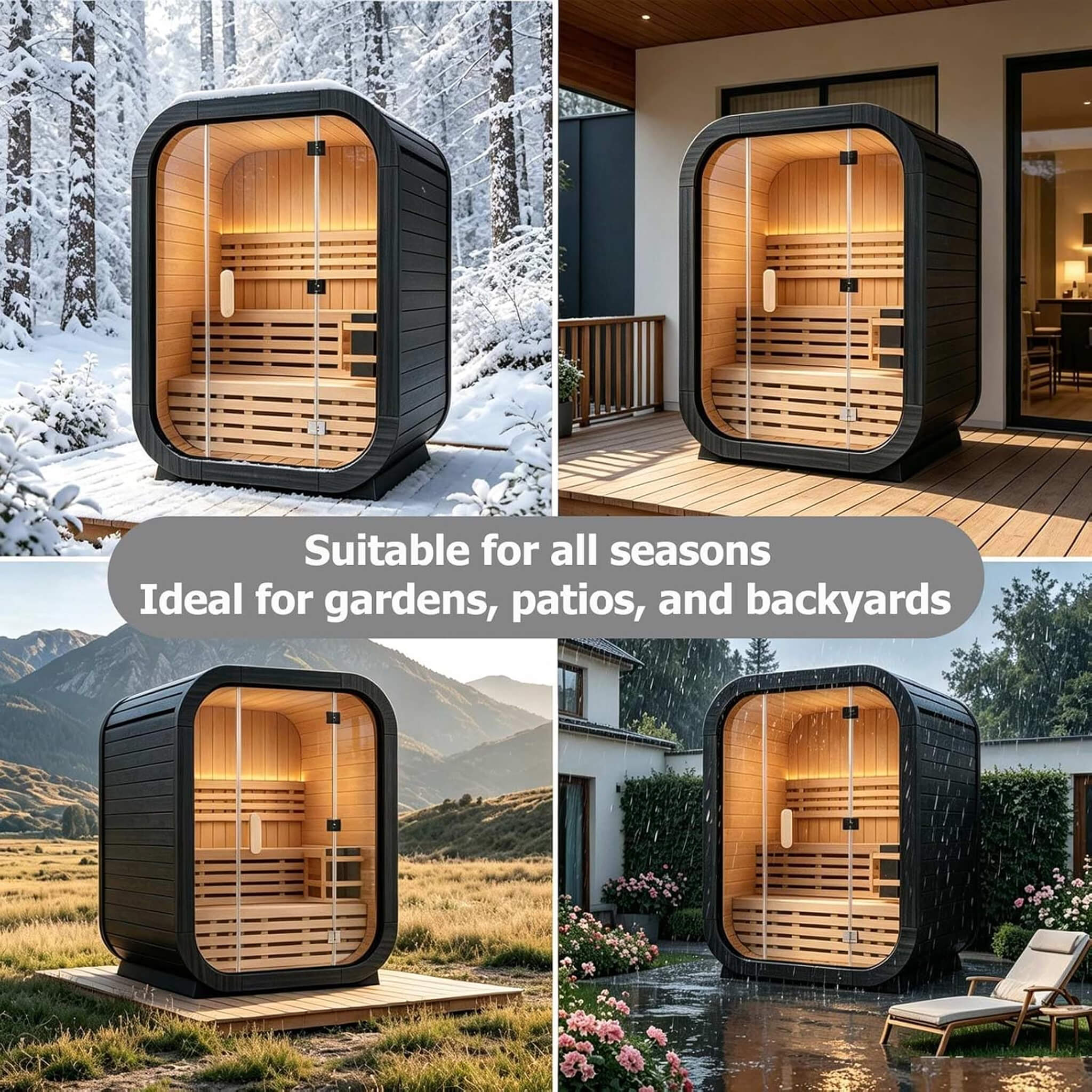 Thermora Lund Luxury 2-Person Outdoor Spruce Wood Cube Sauna Kit With 4.5KW Electric Stove (SAK74290)