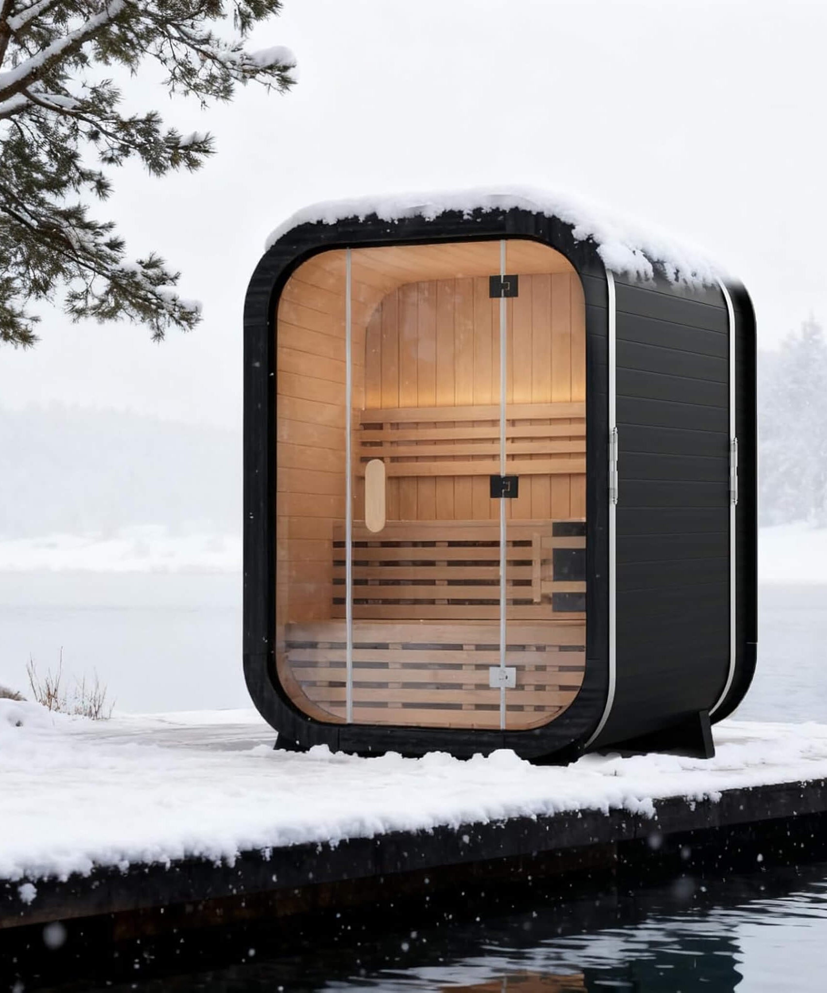 Thermora Lund Luxury 2-Person Outdoor Spruce Wood Cube Sauna Kit With 4.5KW Electric Stove (SAK74290)