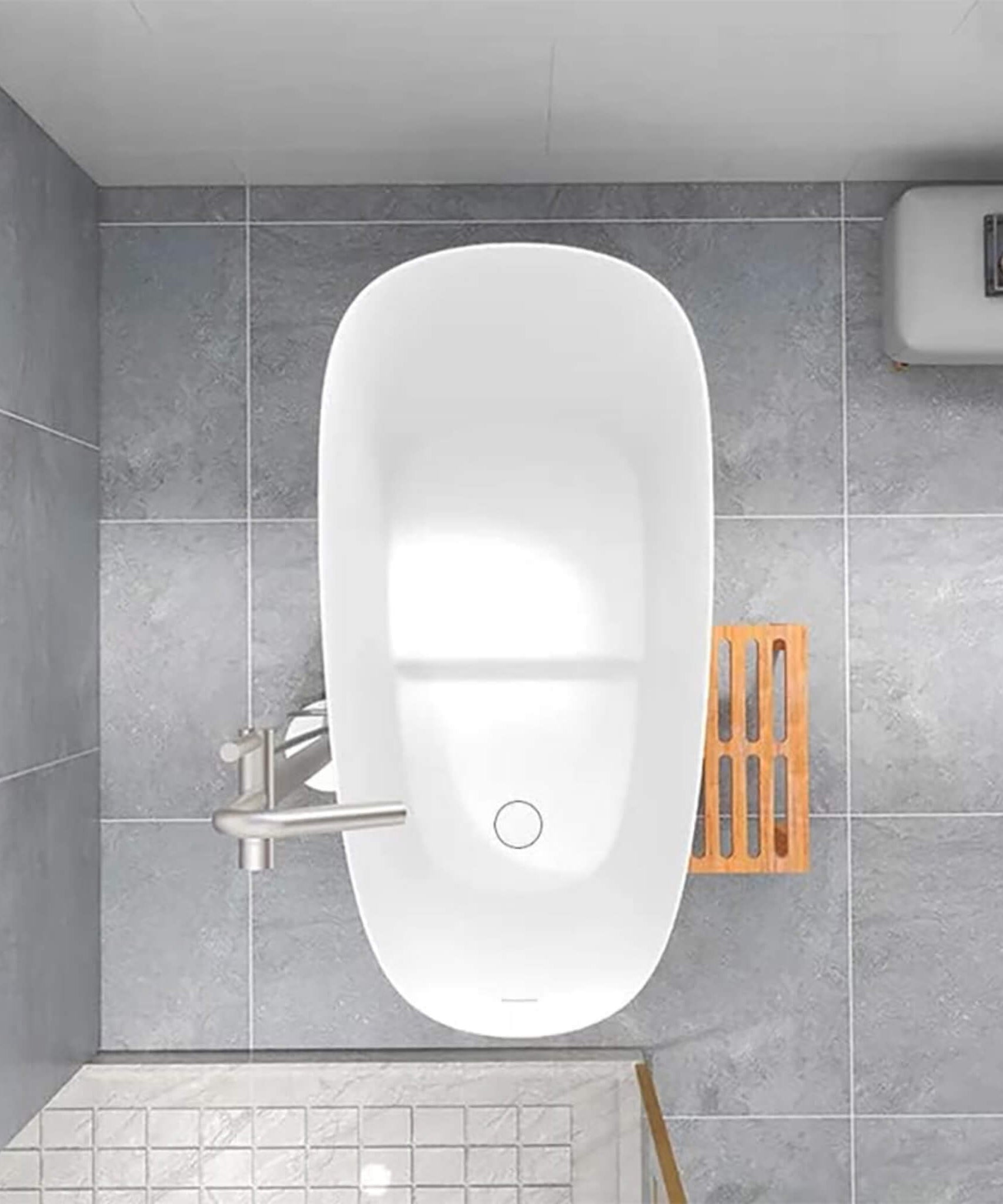 Nuvia Veloura Luxury 47-Inch White Freestanding Japanese-Styled Deep Stone Soaking Bathtub Resin (SAK84725)