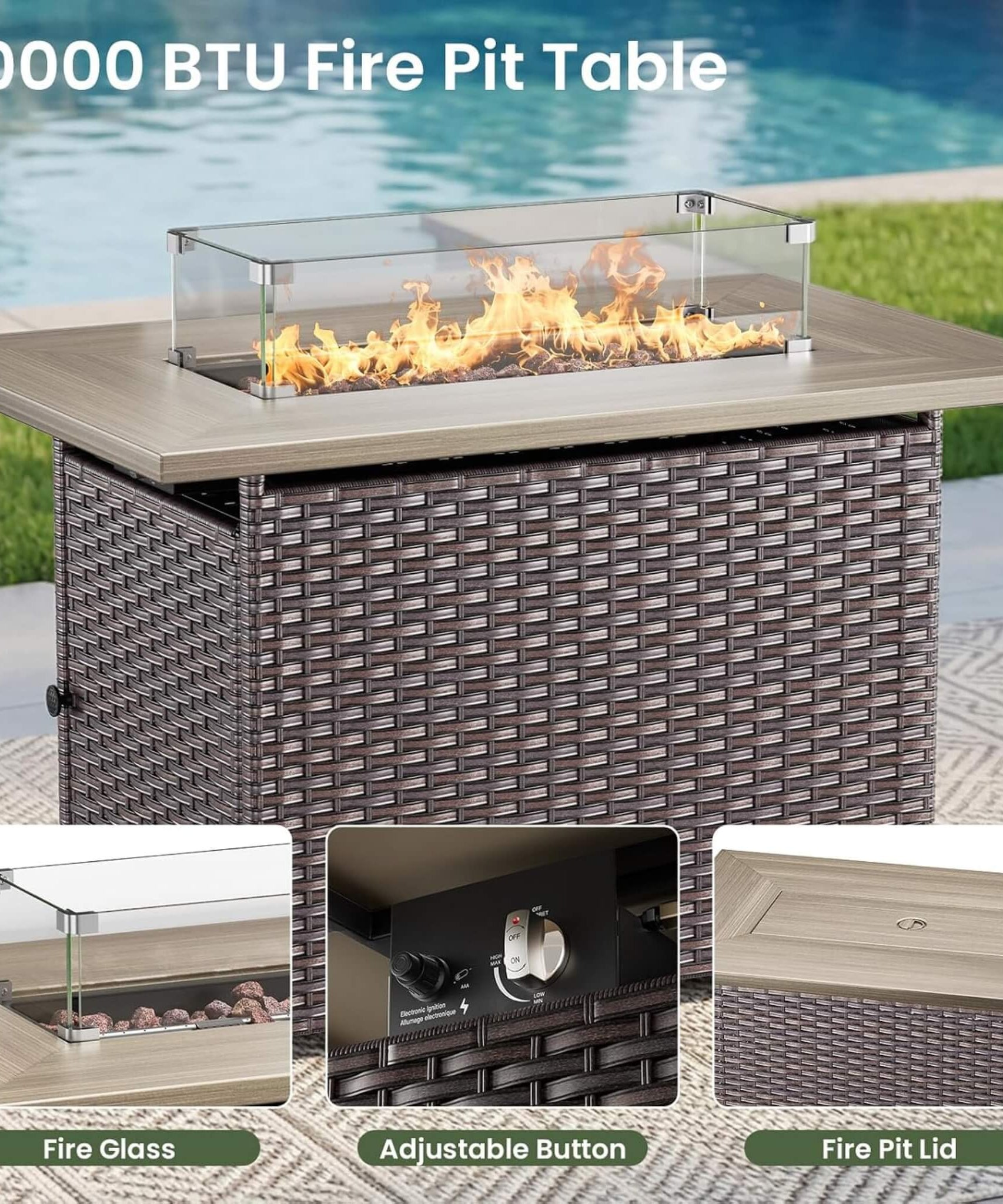 Alora Luxury 7-Piece Outdoor Patio Furniture Set With Fire Pit Table (SAK57391)