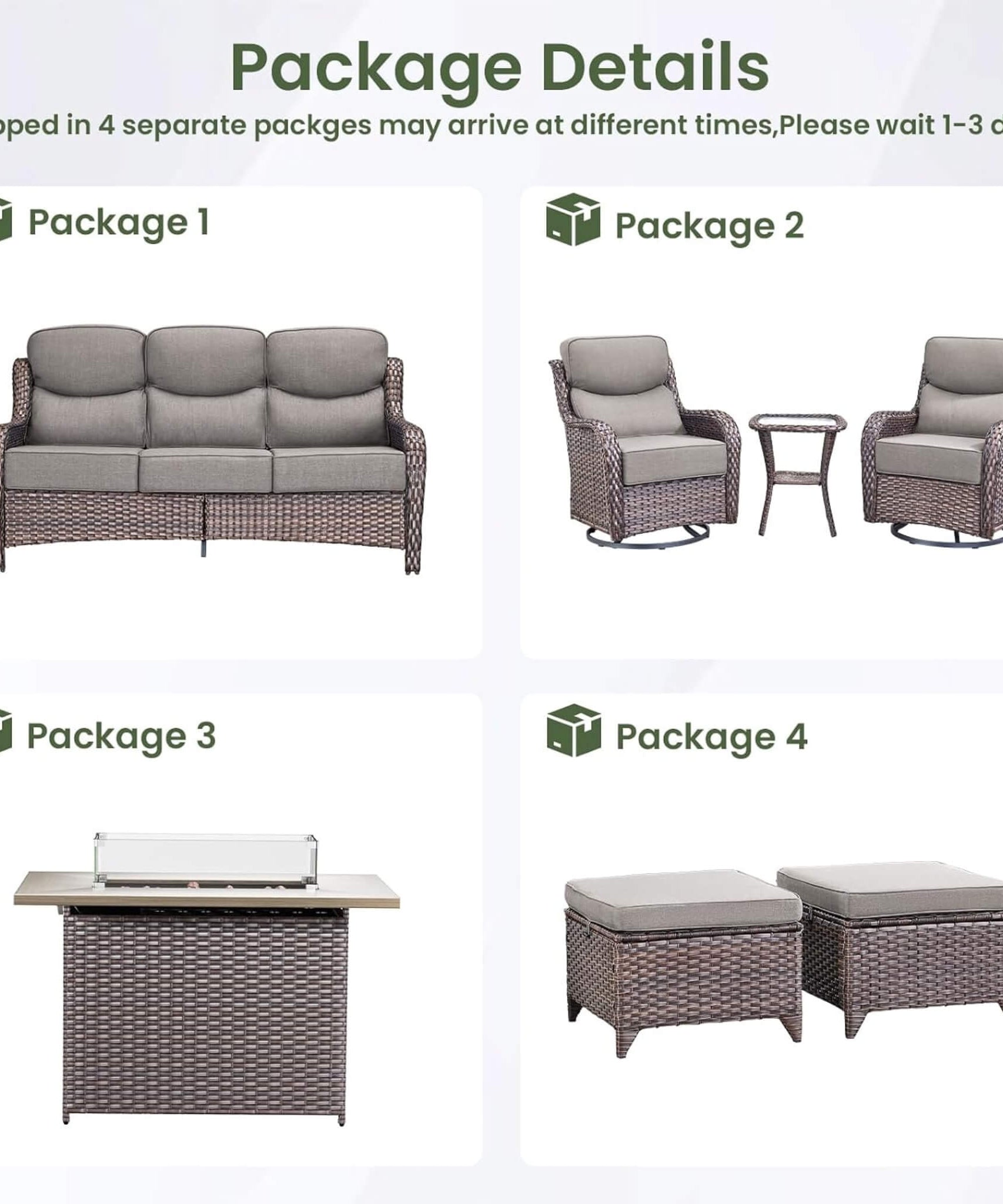 Alora Luxury 7-Piece Outdoor Patio Furniture Set With Fire Pit Table (SAK57391)