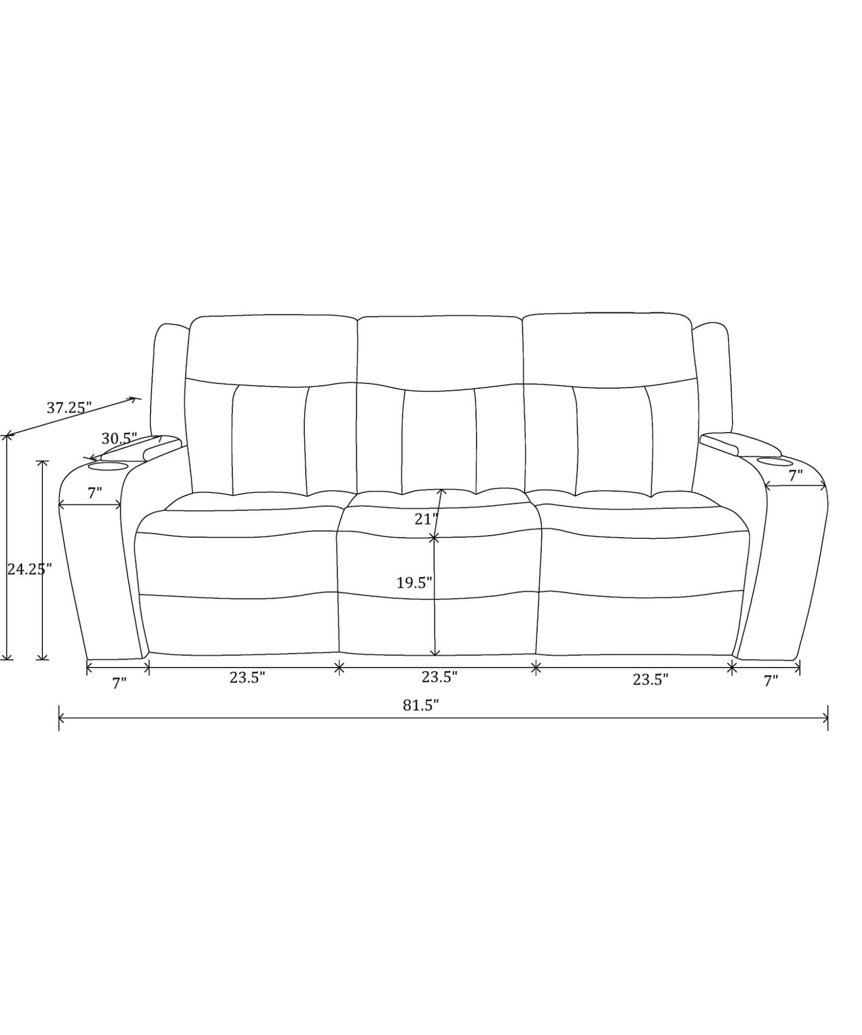 Nuvia Luxury 84-Inch Home Theater Power Reclining Sofa With LED Lights And Power Headrest (SAK83195)
