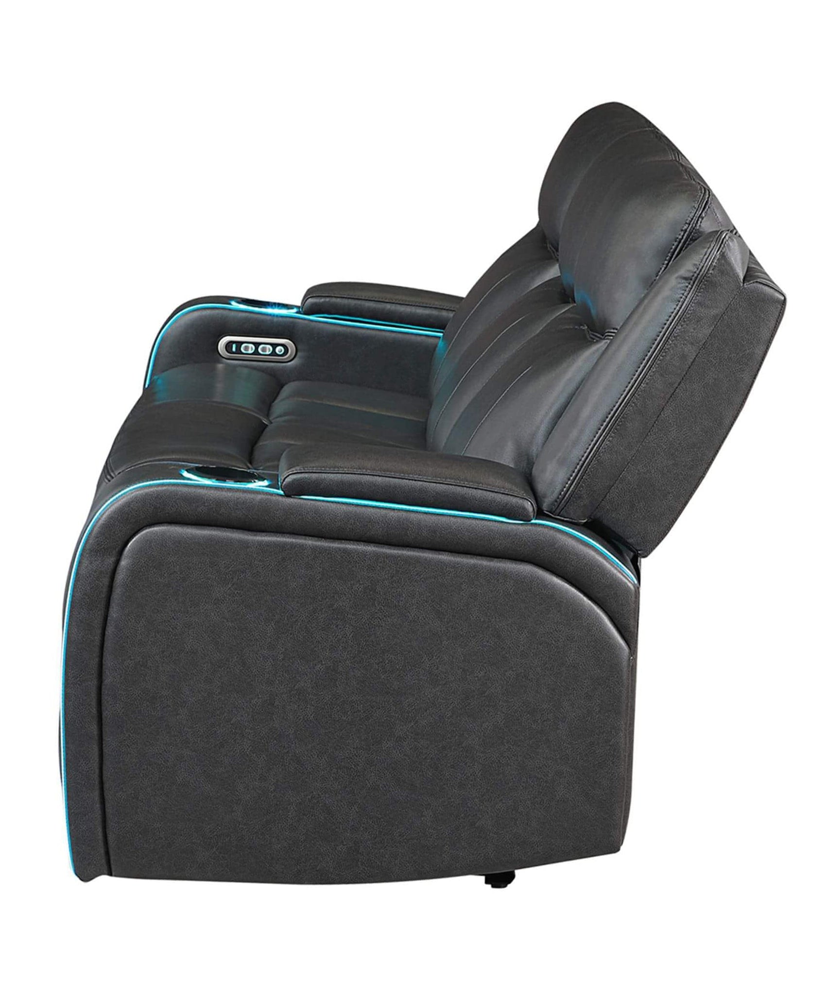 Nuvia Luxury 84-Inch Home Theater Power Reclining Sofa With LED Lights And Power Headrest (SAK83195)