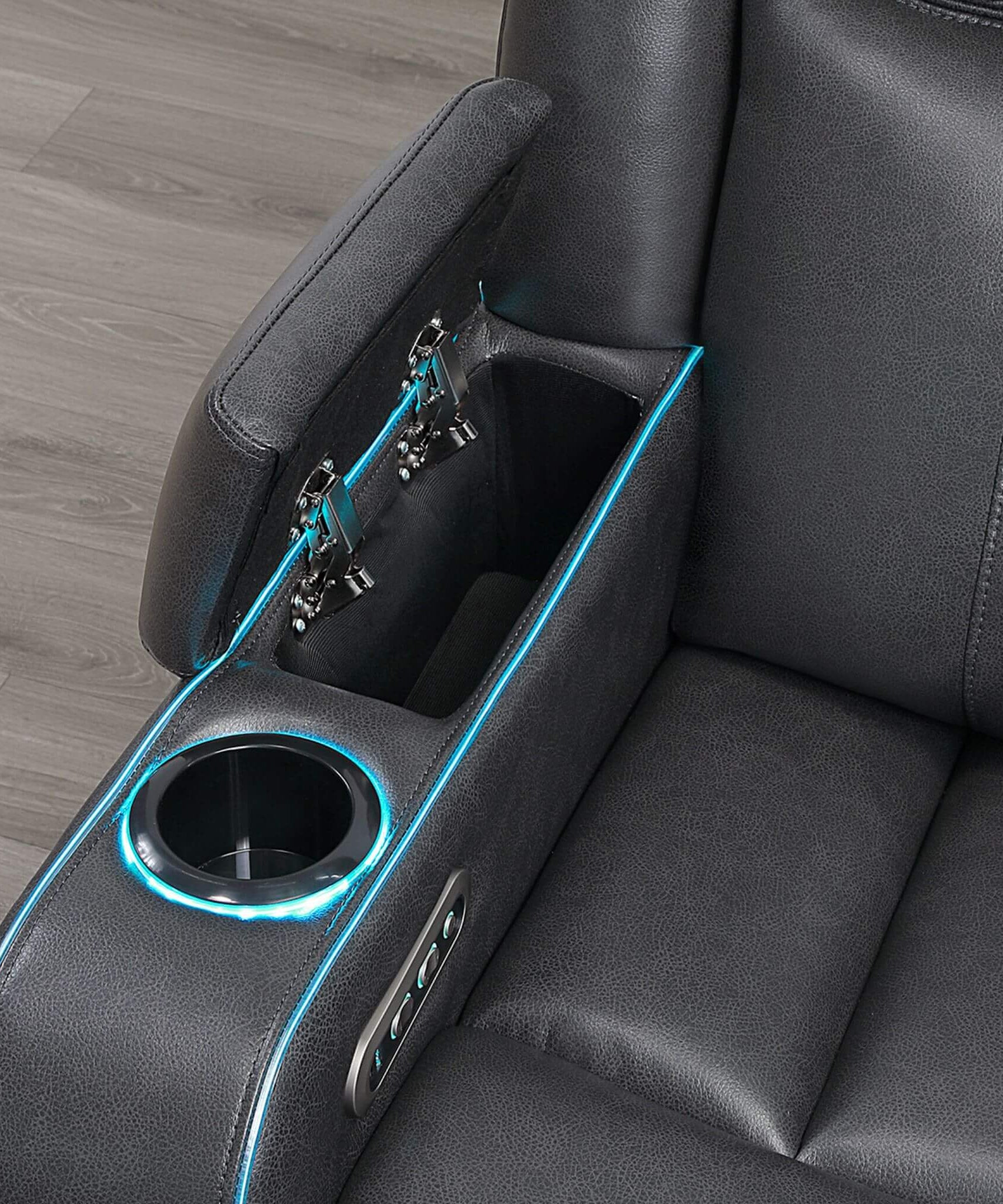 Nuvia Luxury 84-Inch Home Theater Power Reclining Sofa With LED Lights And Power Headrest (SAK83195)