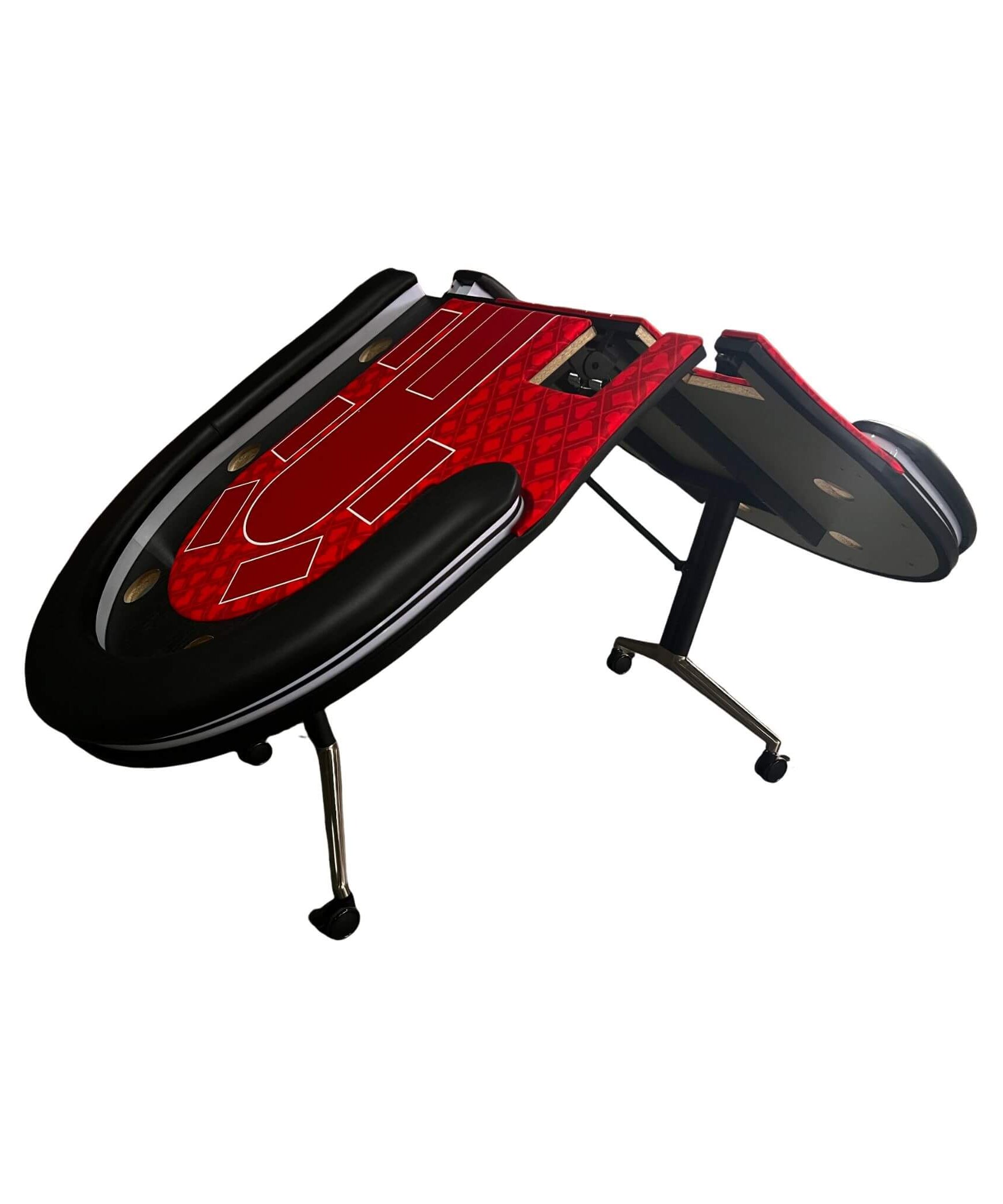 Luxury 94-Inch Foldable 10 Player Poker Table With LED, Wheels And Cup Holders (SAK24897)