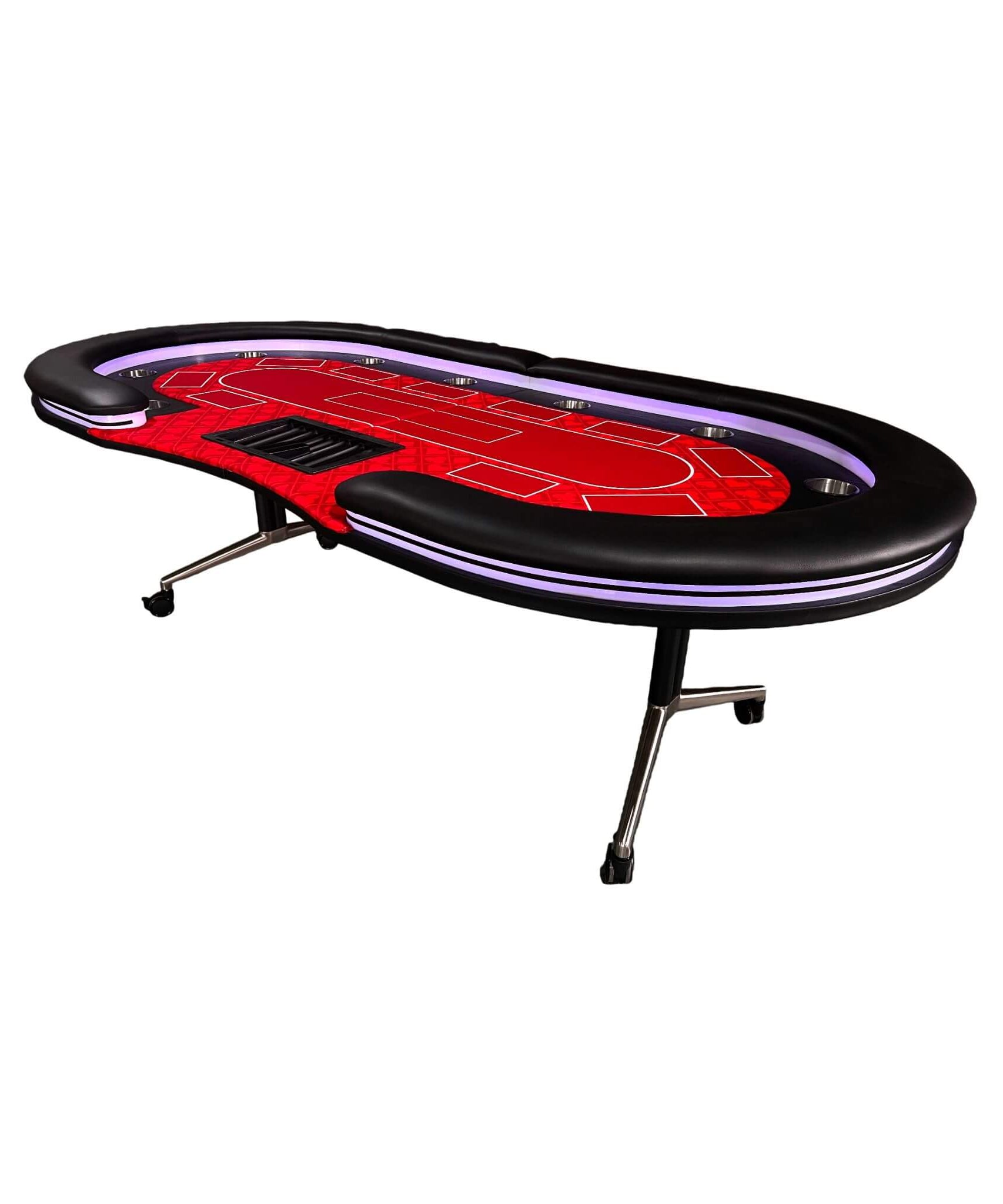 Luxury 94-Inch Foldable 10 Player Poker Table With LED, Wheels And Cup Holders (SAK24897)